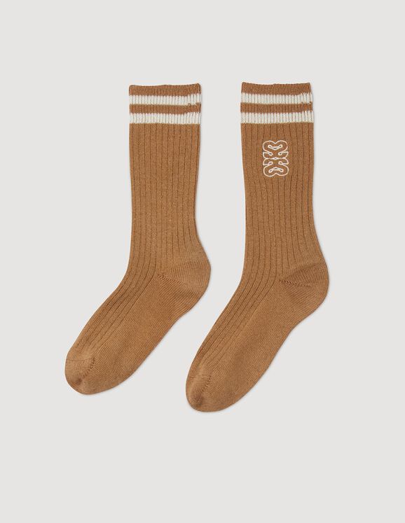 Multi S socks Camel Femme