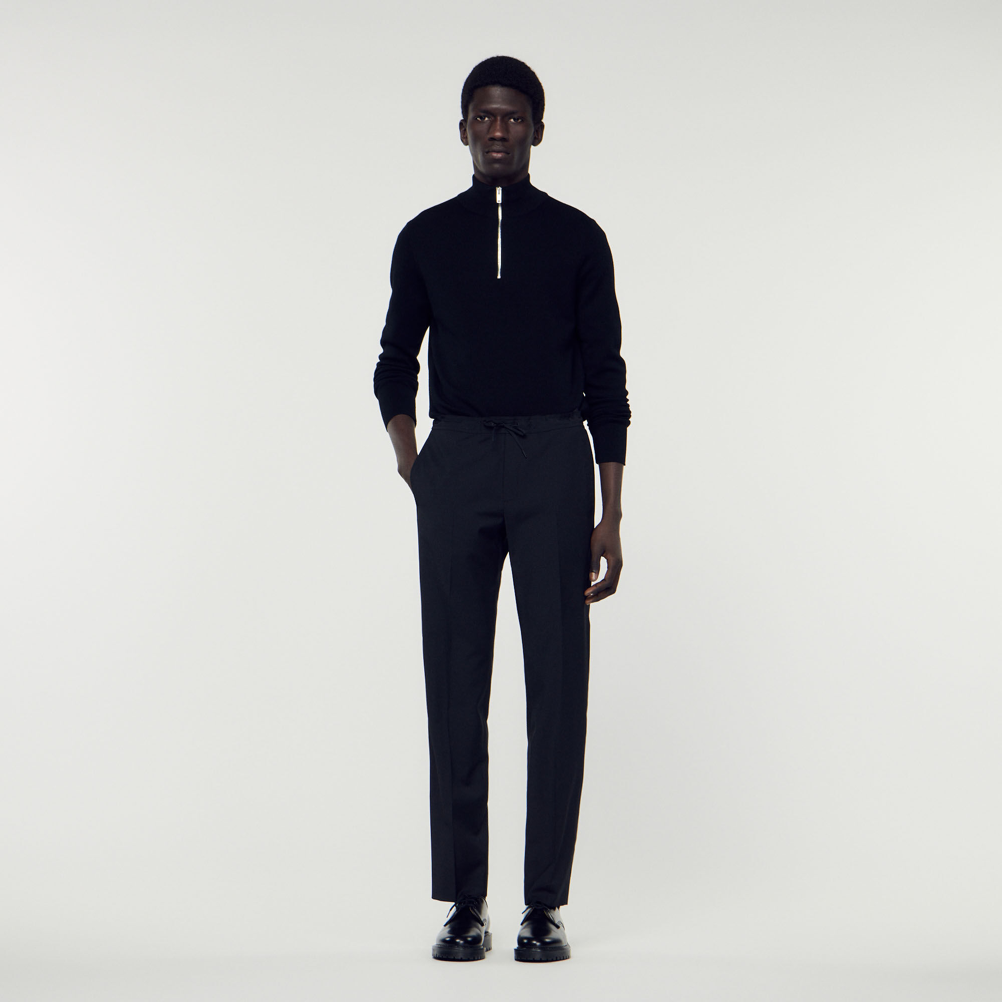 Black elastic trousers outlet