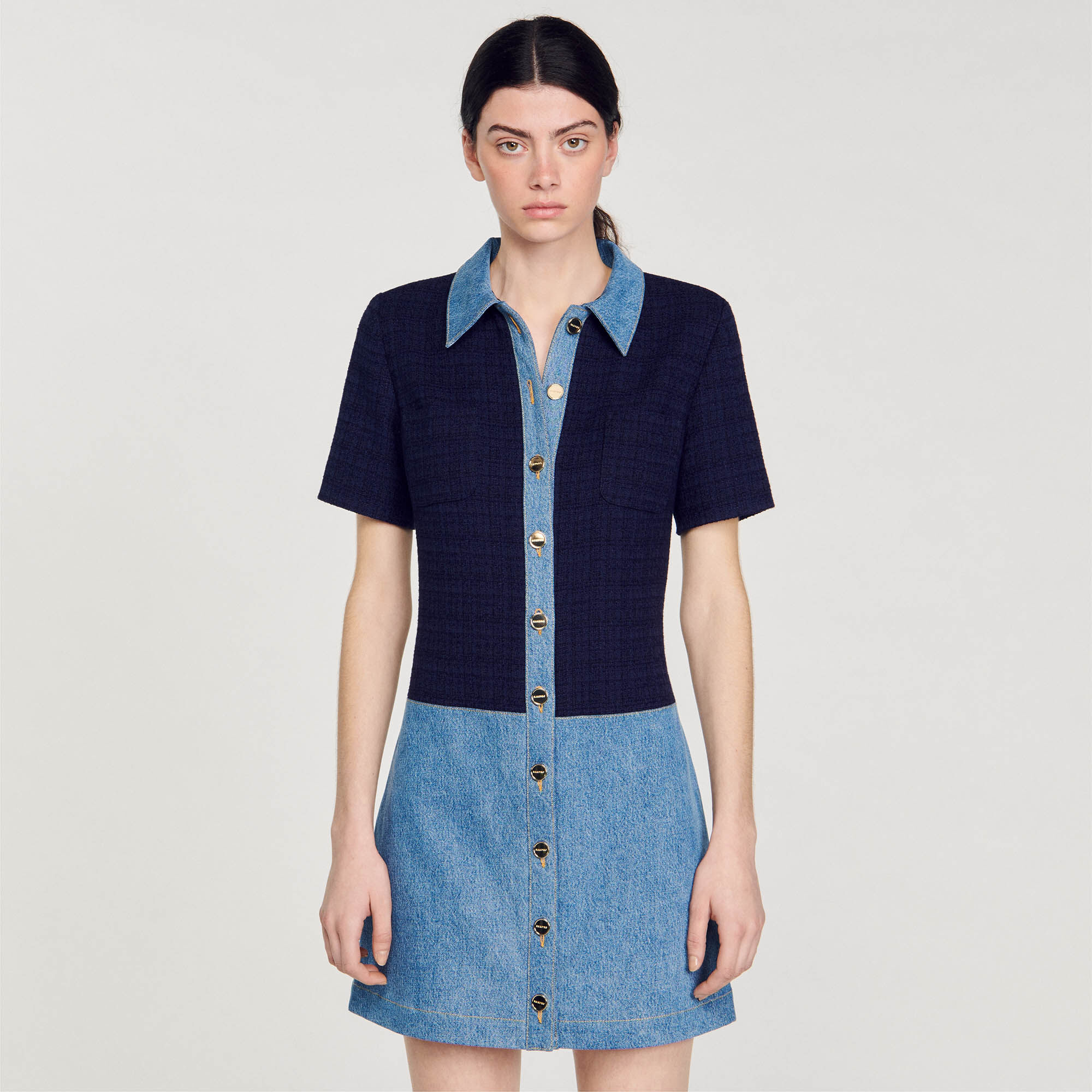 Denim short gown on sale