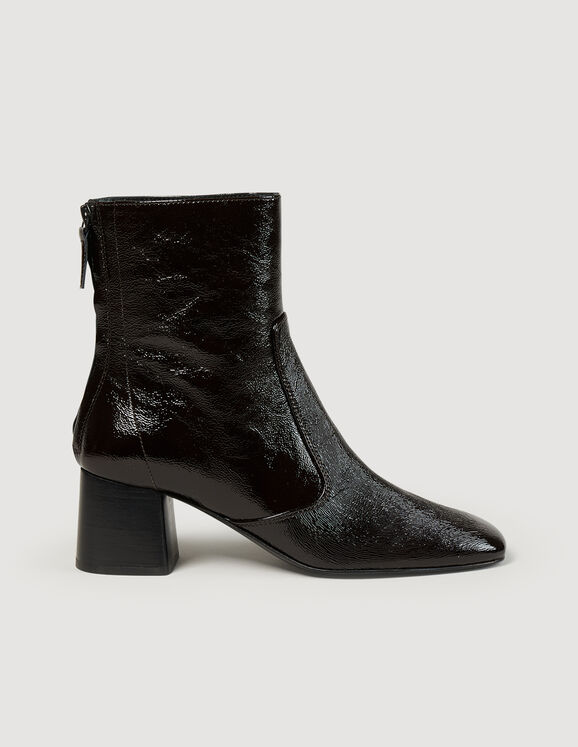 Cracked leather ankle boots Chocolate Femme