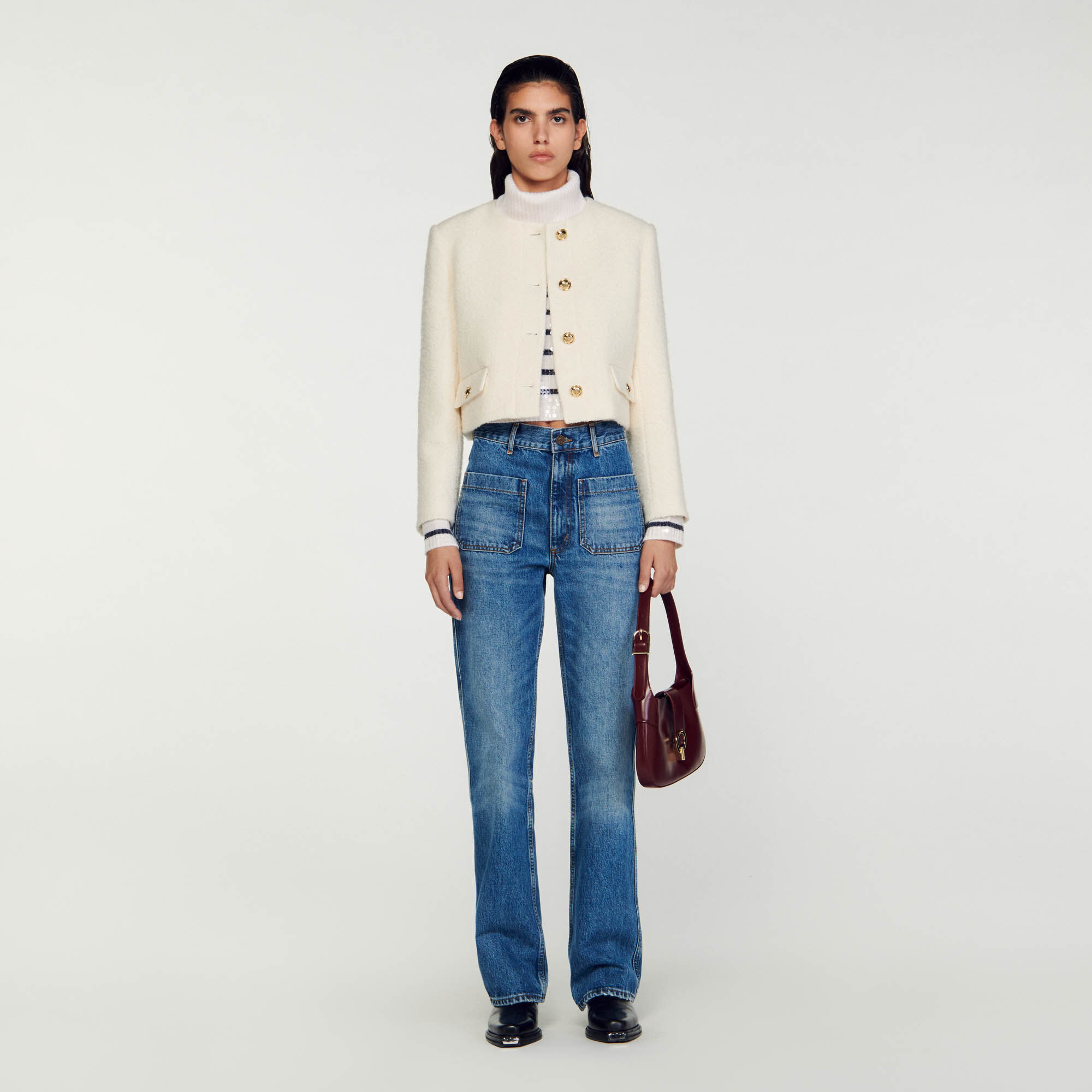Cropped boucle jacket cheap