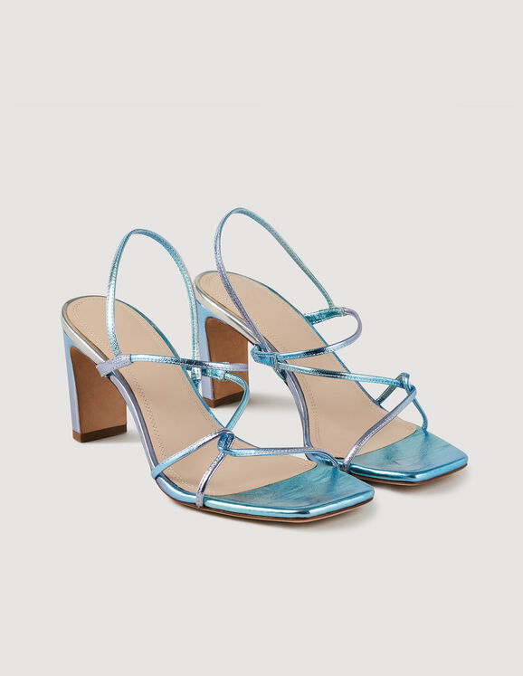 Sandals with thin straps Blue / Silver Femme