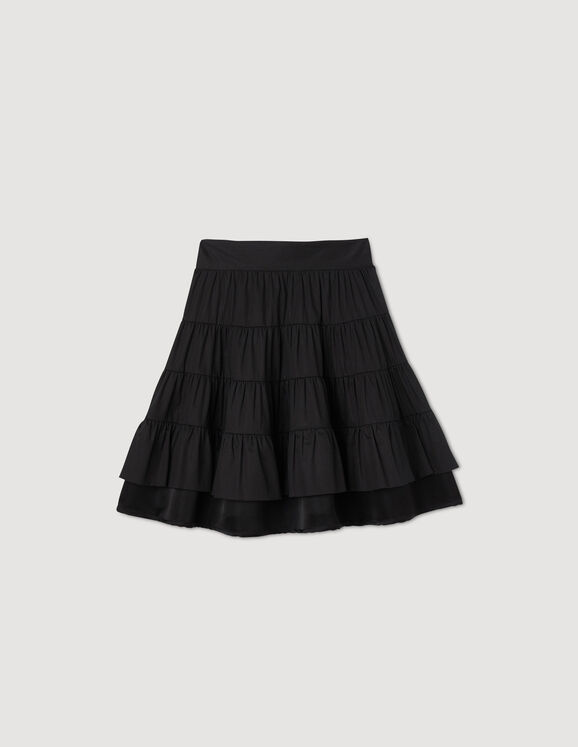 Short dual-material skirt - Skirts & Shorts - Sandro-paris.com