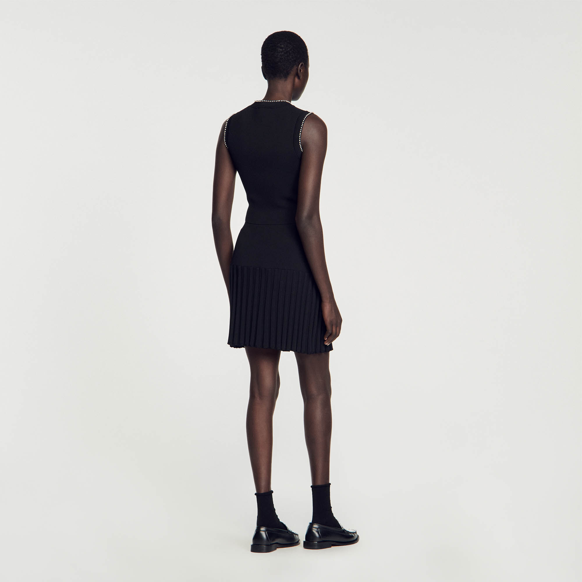 Short dress with pleated skirt bottom sandro shop