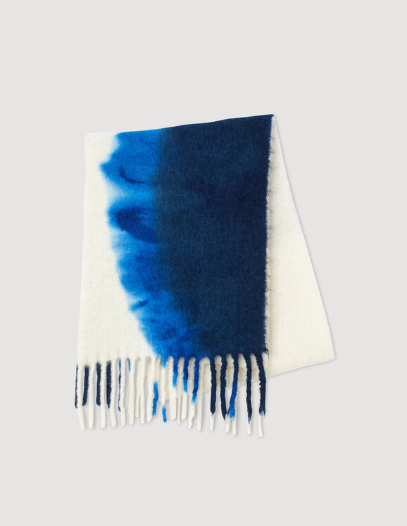 Fringed scarf Blue Femme