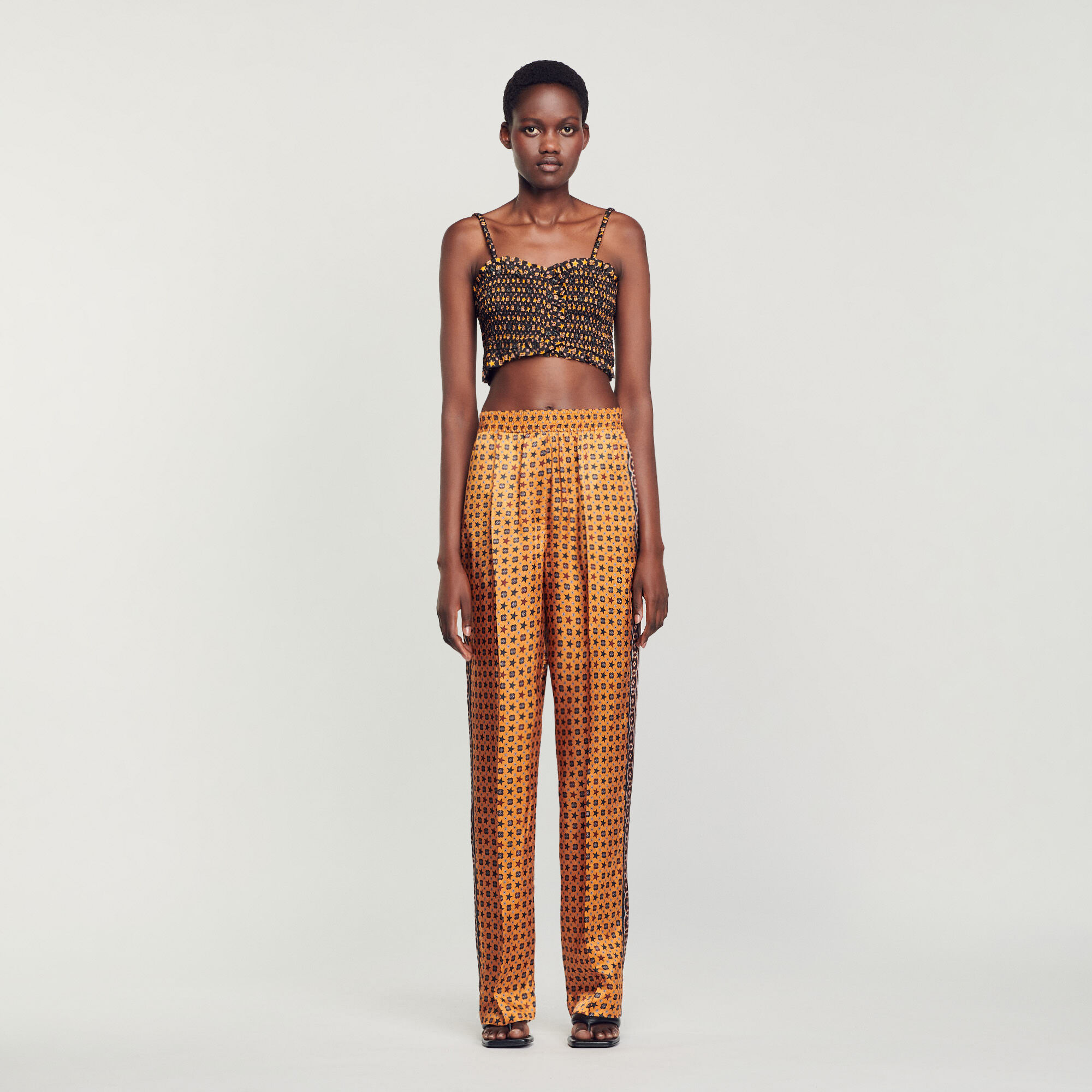 Black Joana Cutout Satin Trousers | JLUXLABEL