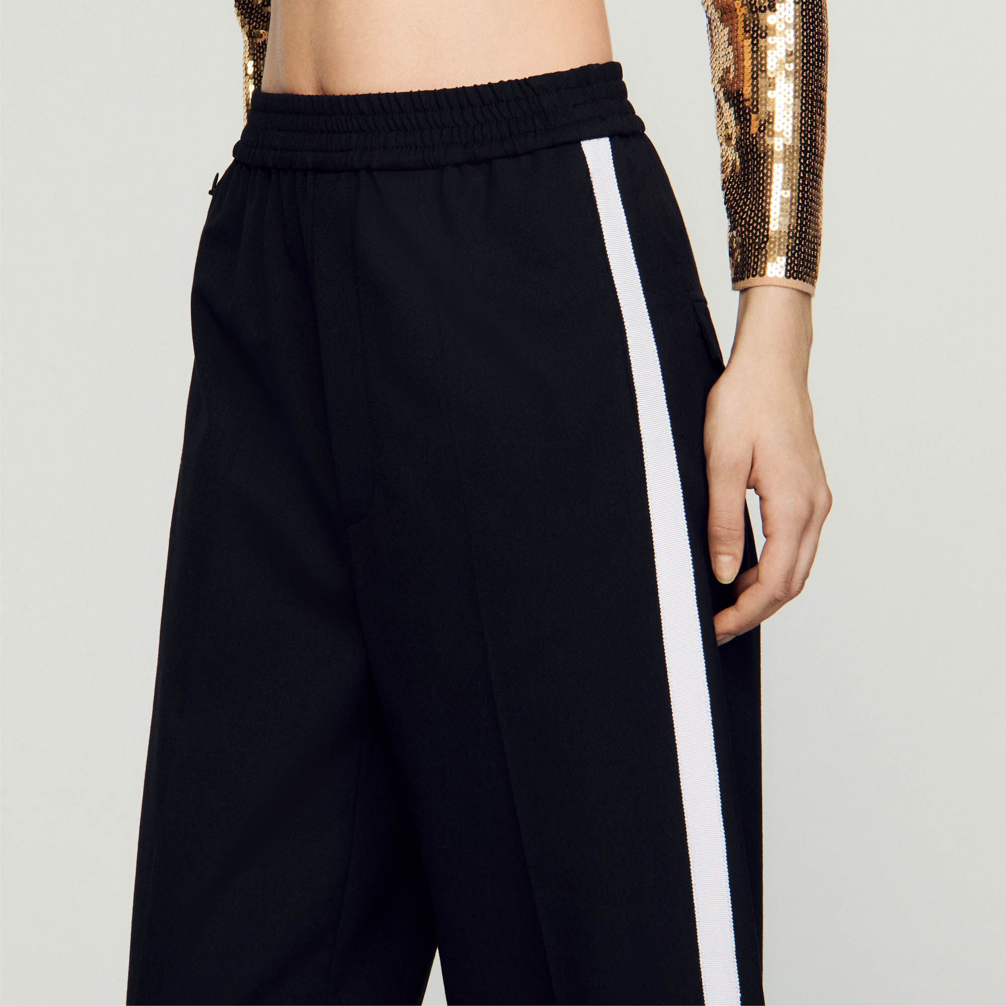 Women's pants with stripes down the side top
