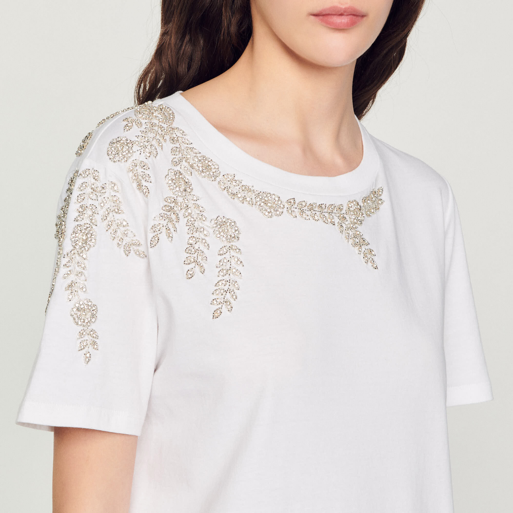Rhinestone embellished T shirt T shirts Sandro paris