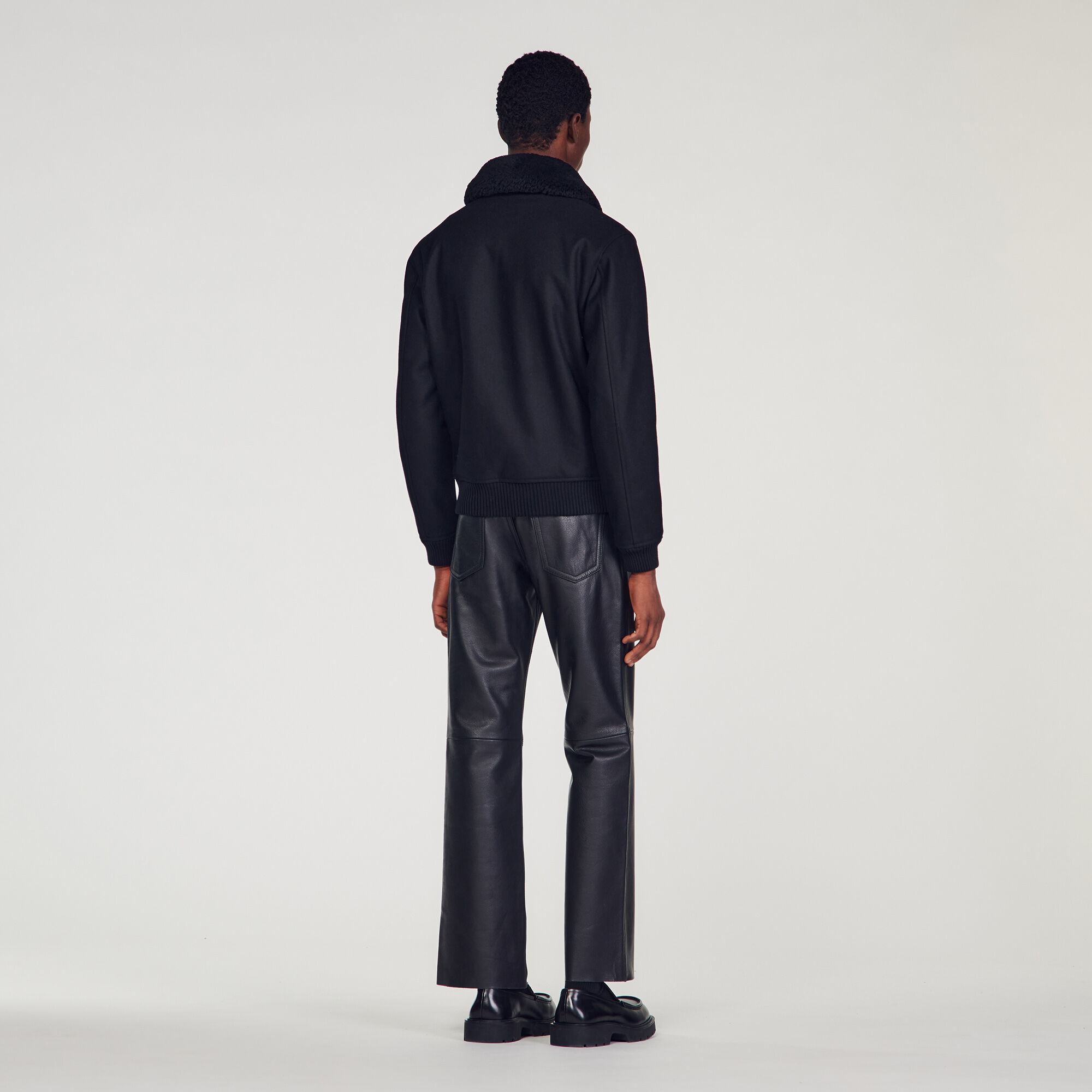 Sandro aviator jacket with sheepskin collar hotsell