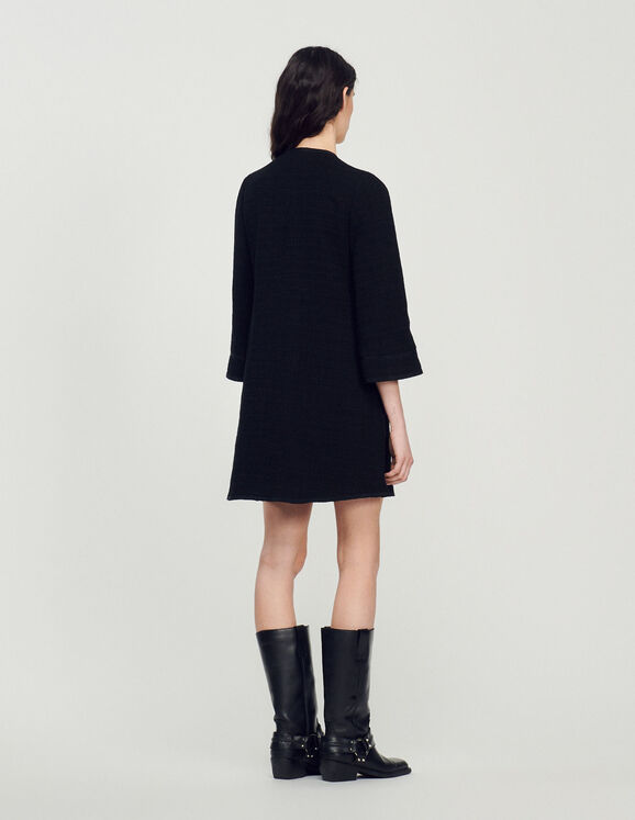 Long-sleeved short tweed dress - Dresses - Sandro-paris.com