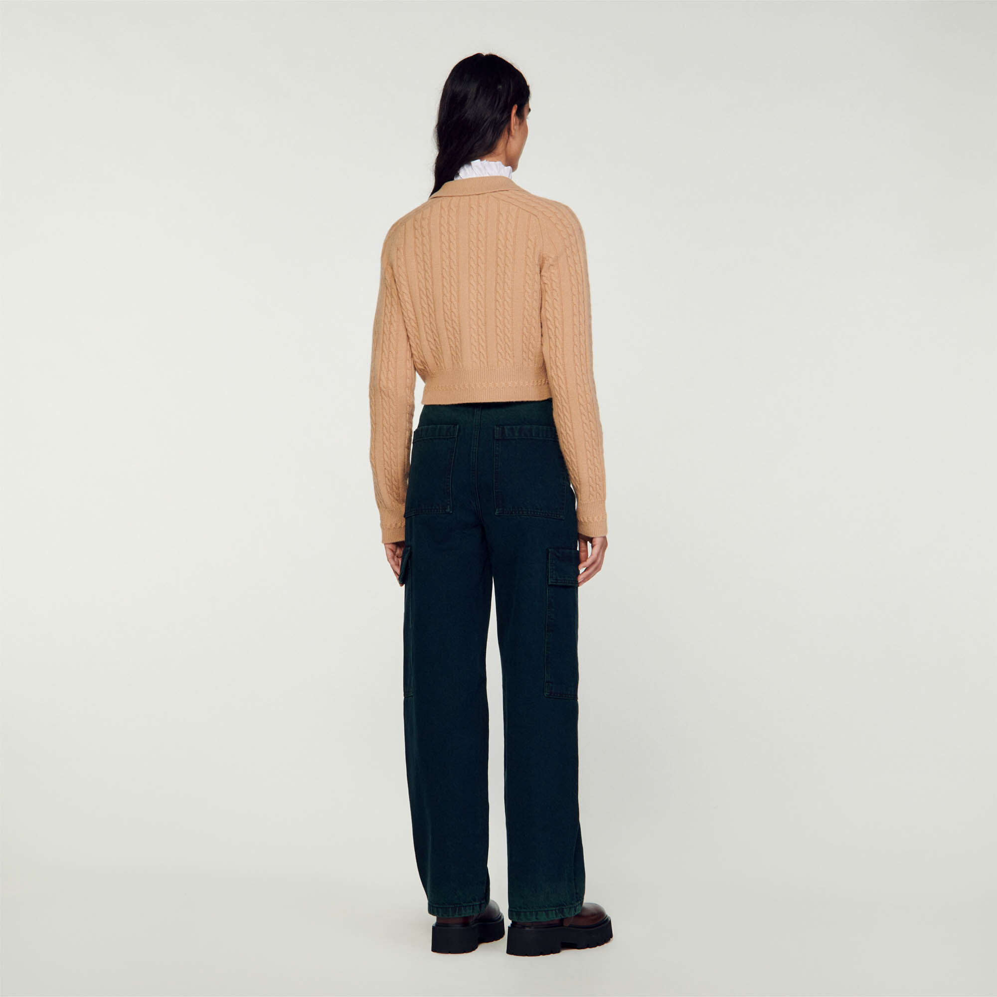 Sandro cropped cardigan hotsell with shirt collar
