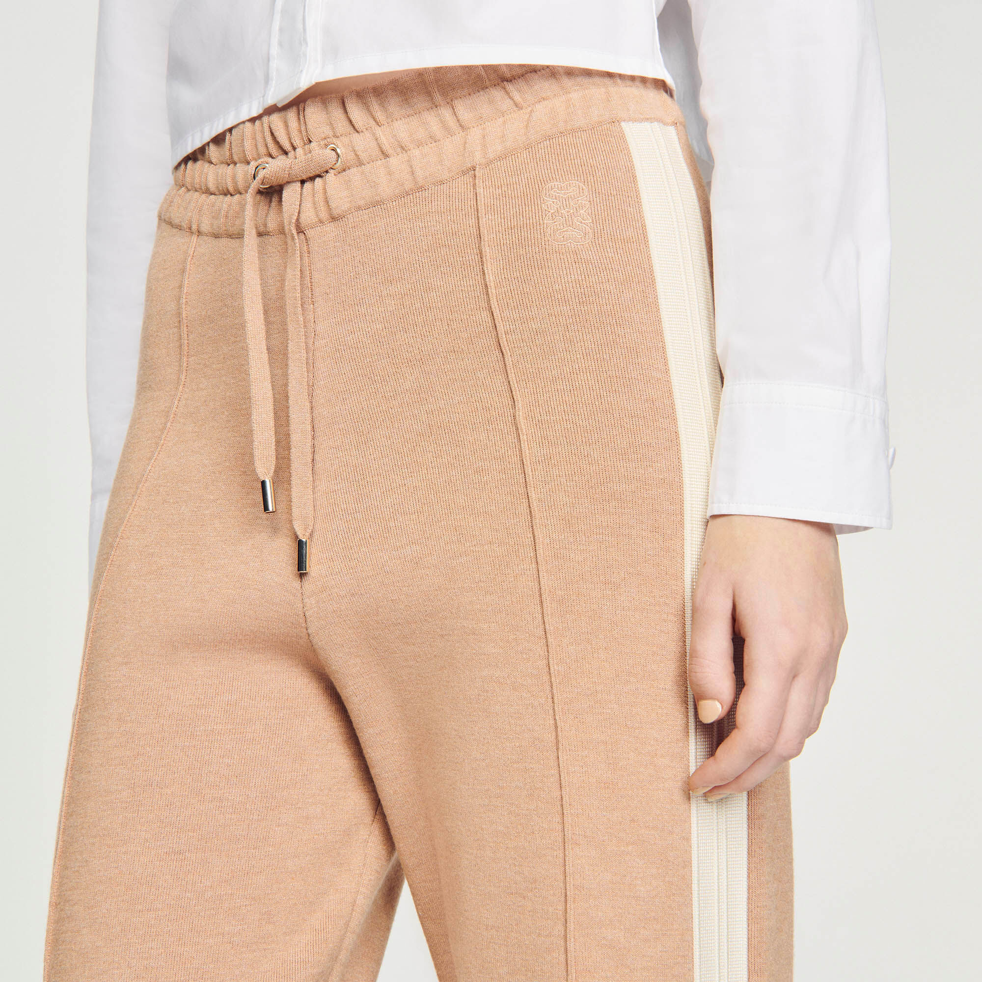 Beige jogging bottoms sales