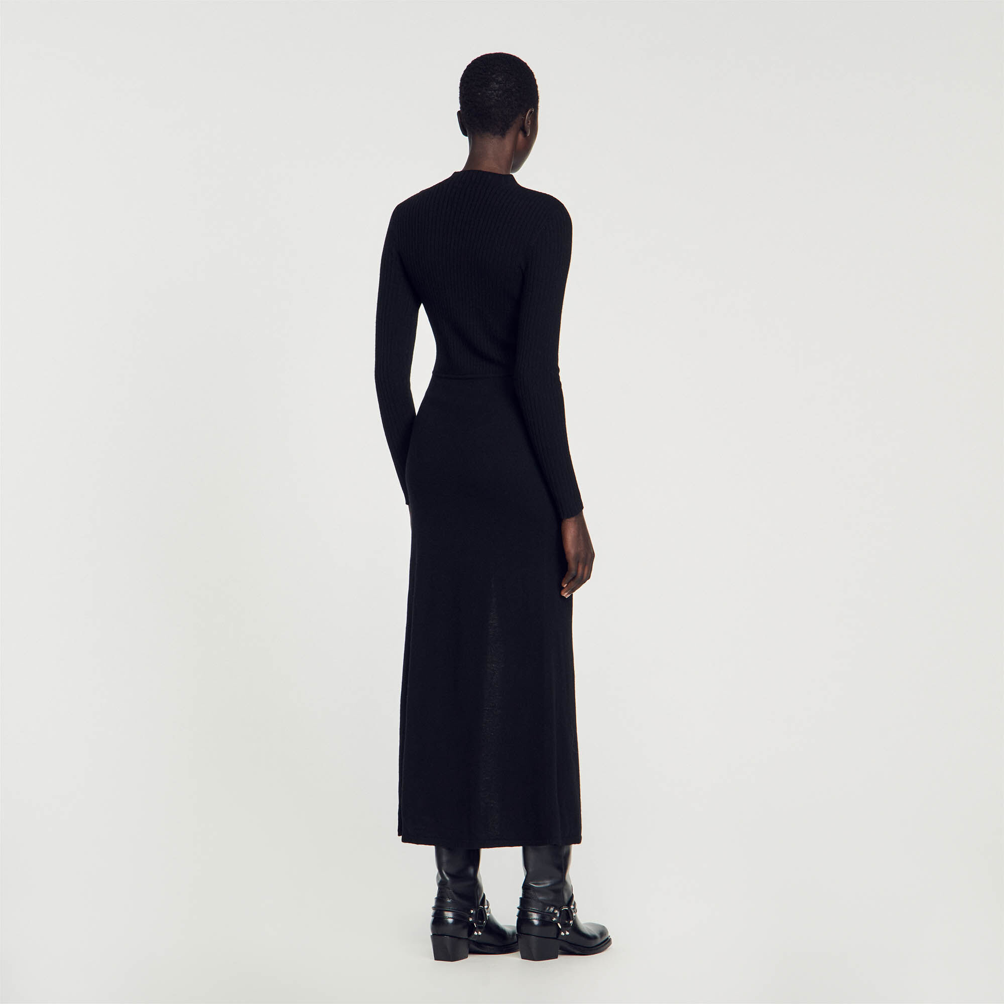 Long gathered knit dress