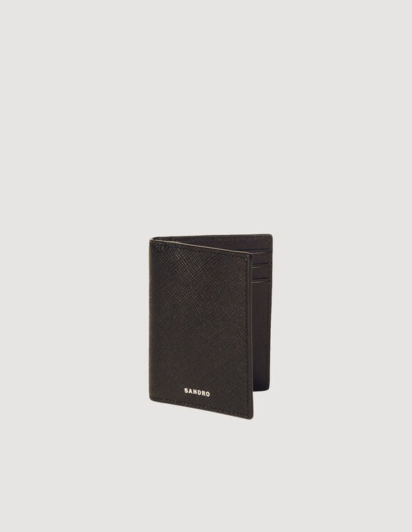 Wallet in certified leather Carbon black Homme
