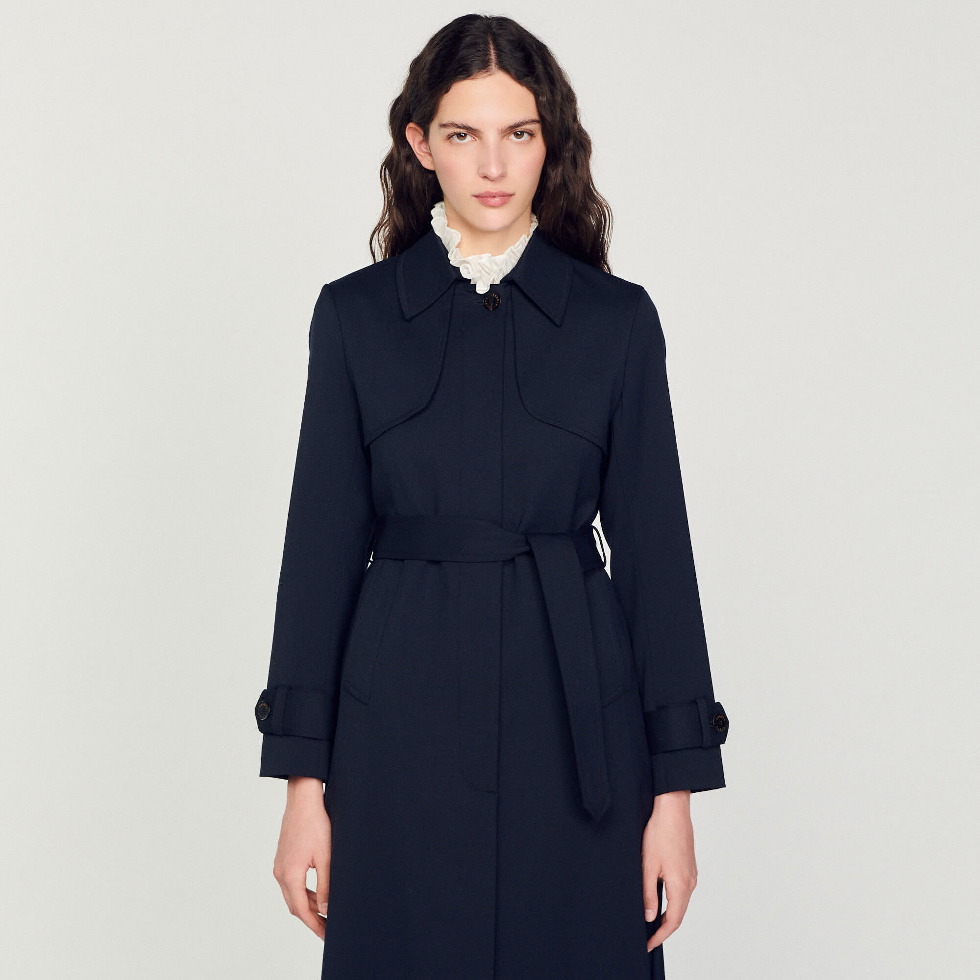 Trench coat with pleated inset Coats Sandro paris