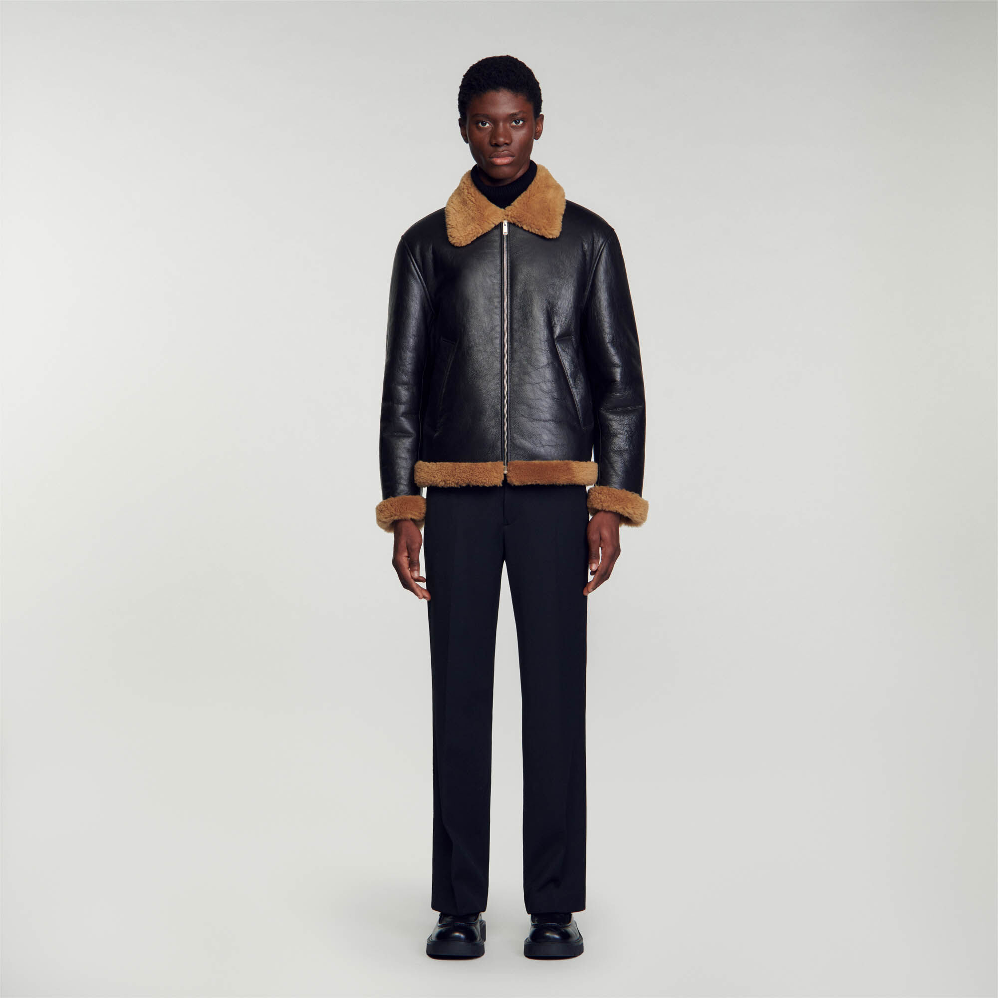 Sandro paris sales shearling jacket