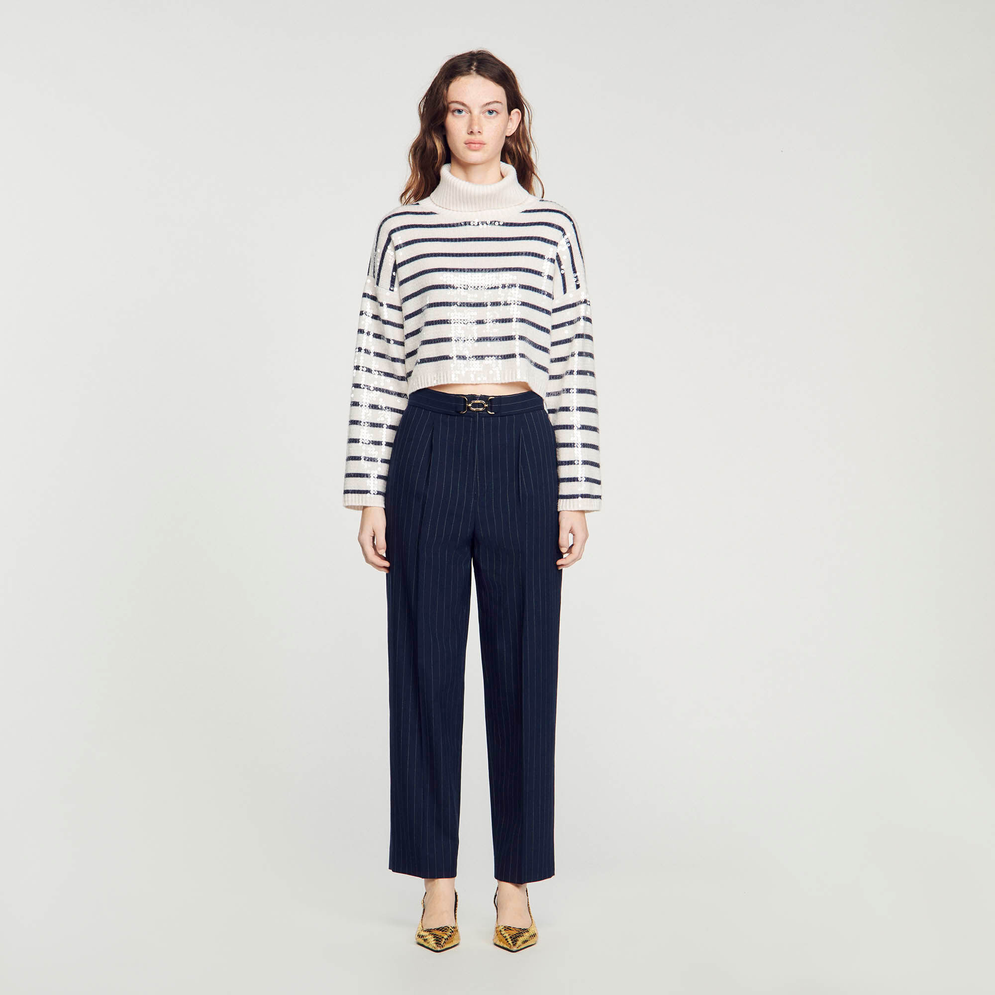 White cheap striped trousers