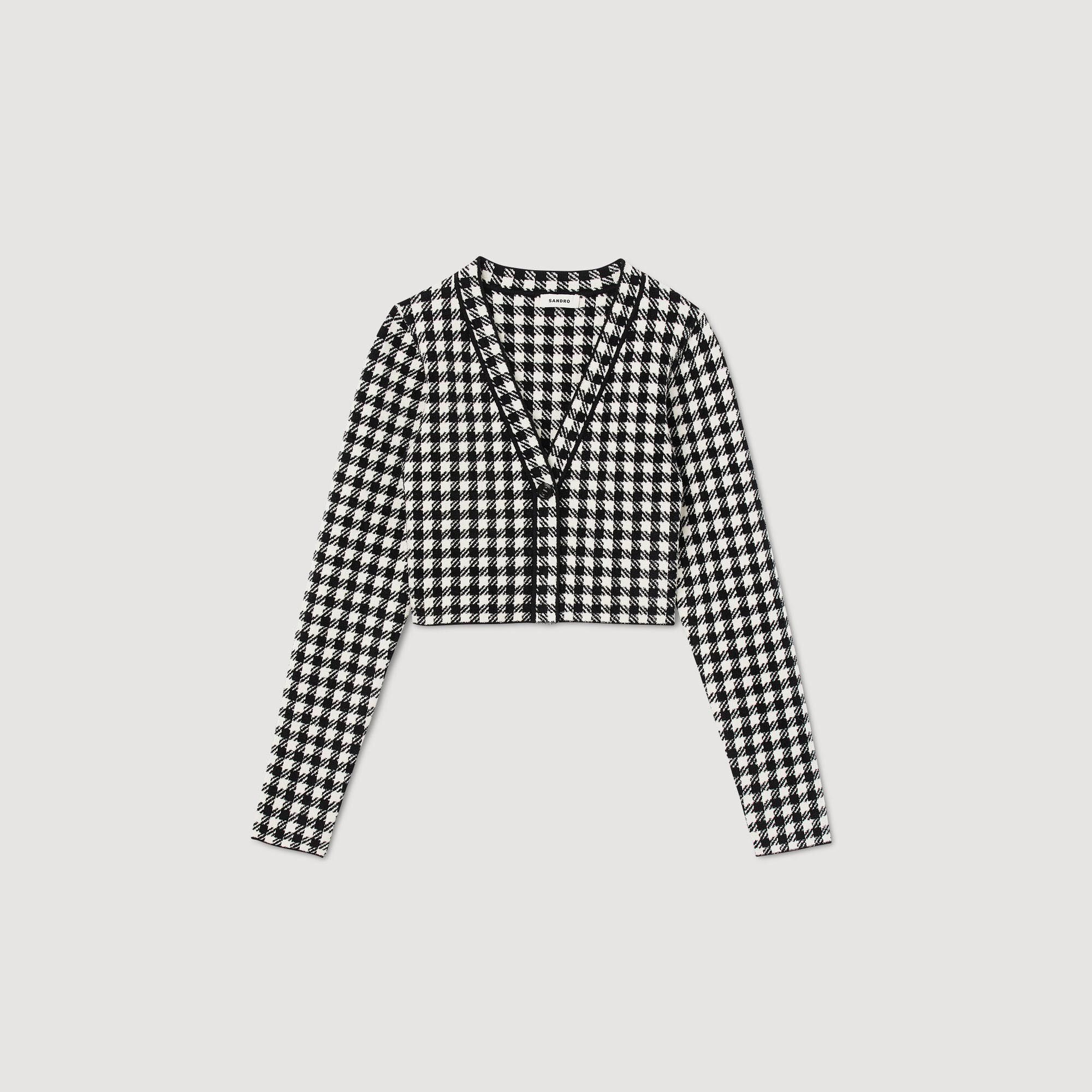 Cropped gingham knit cardigan Sweaters Cardigans Sandro