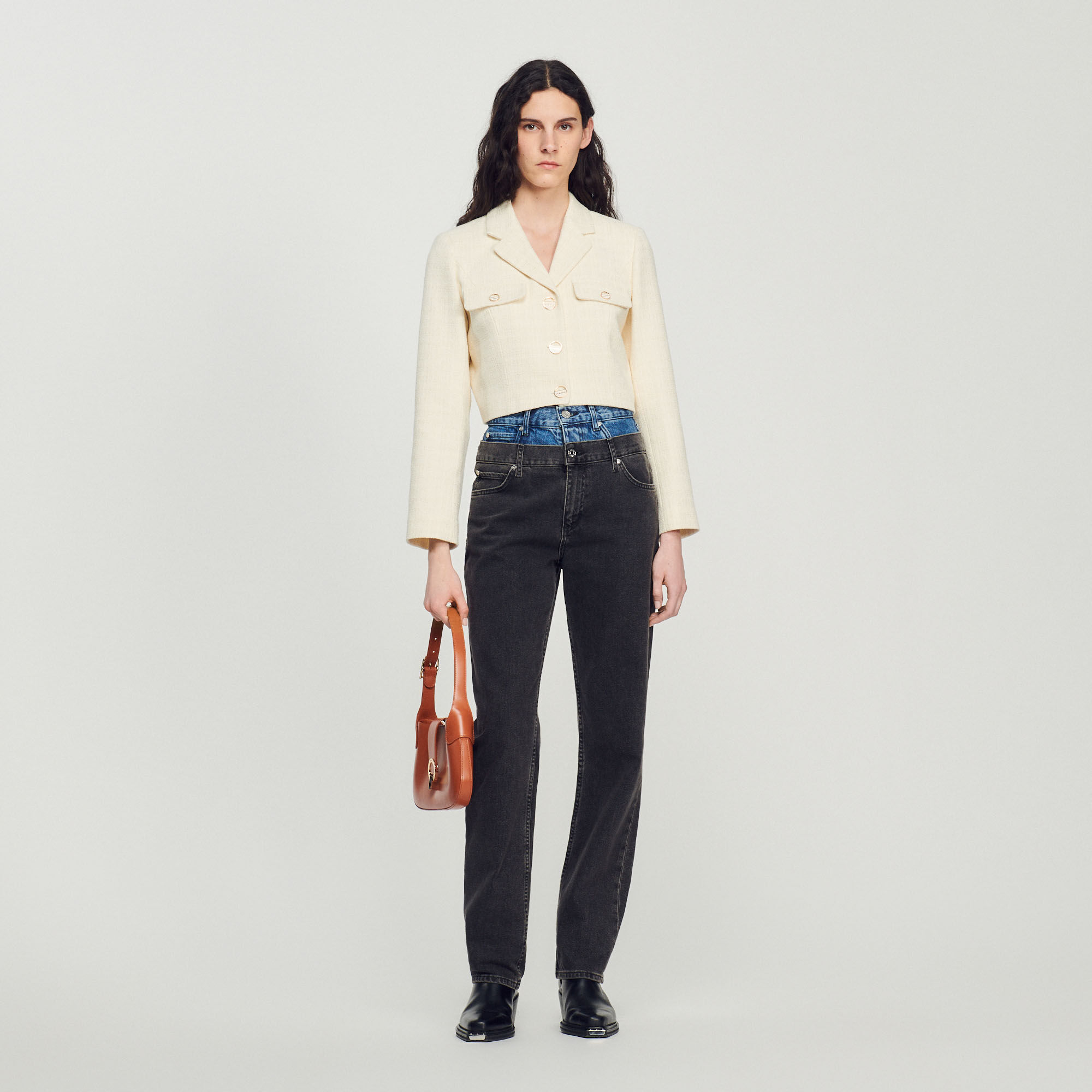 Cropped tweed button up jacket Blazers Jackets Sandro paris