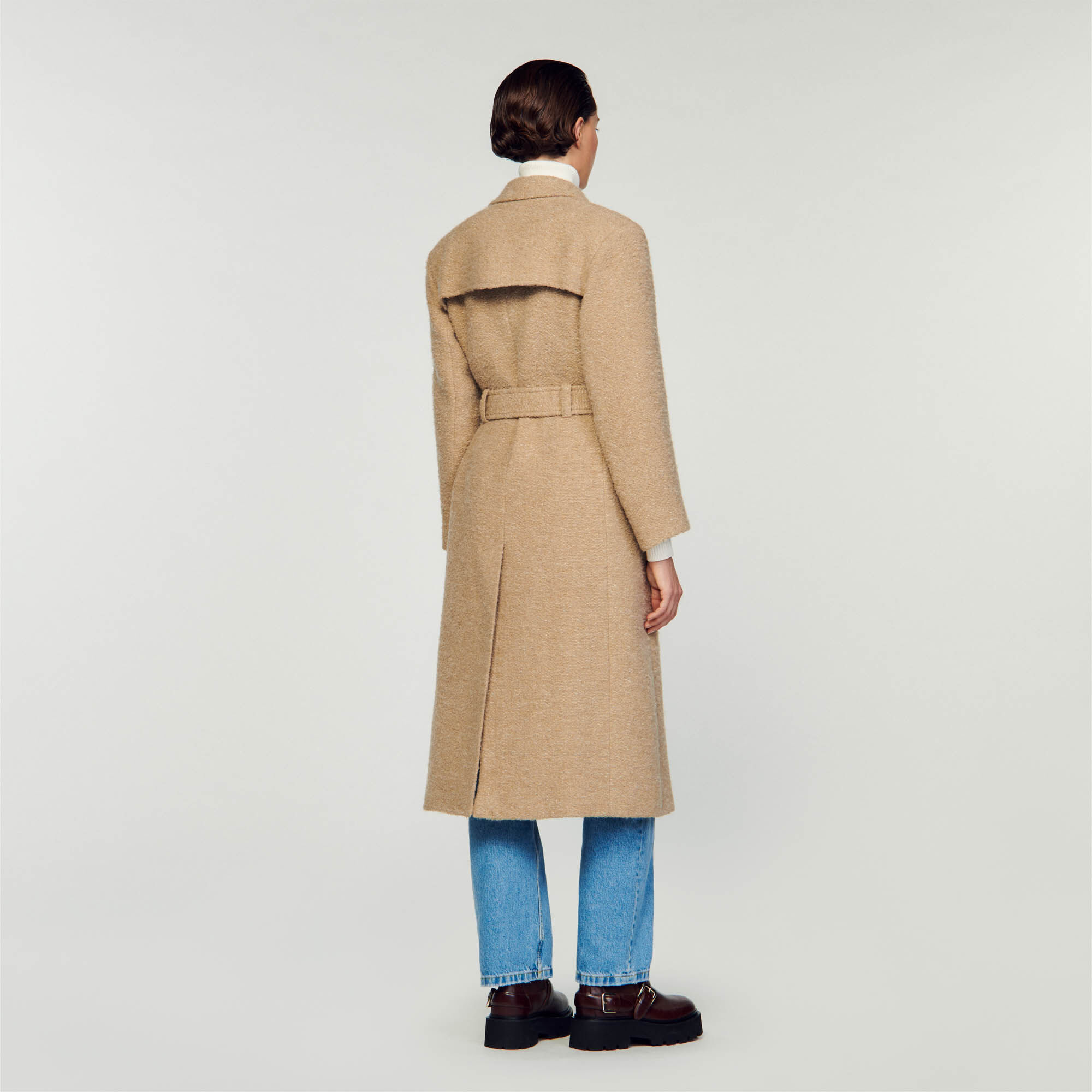 Camel on sale boucle coat