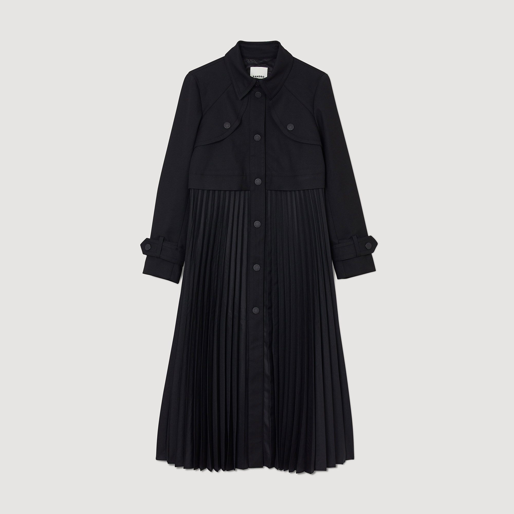Black online pleated coat