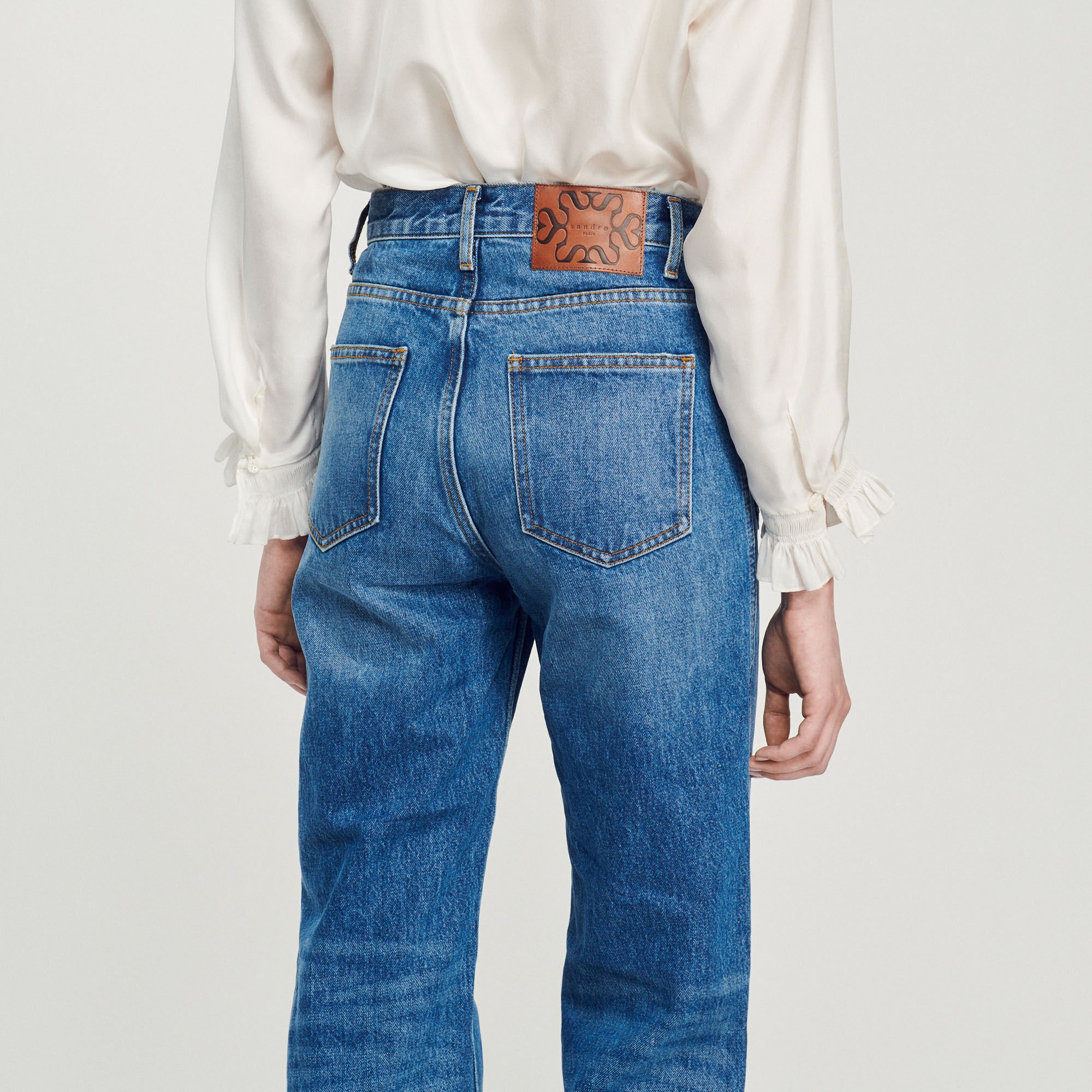 Flared faded jeans