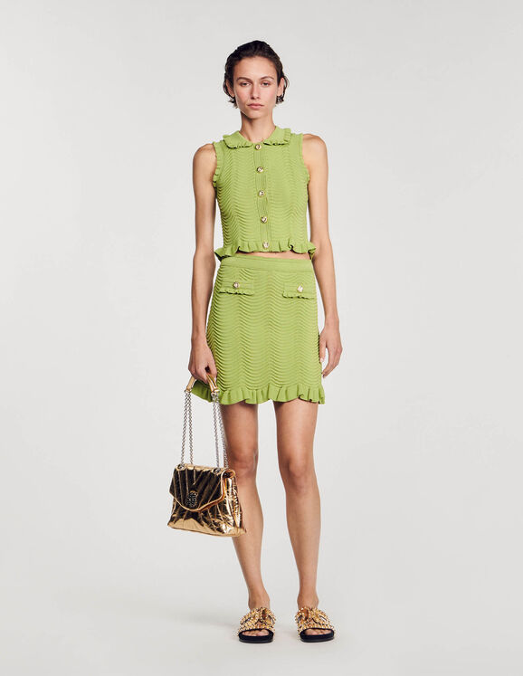 Short knitted skirt Olive Green Femme
