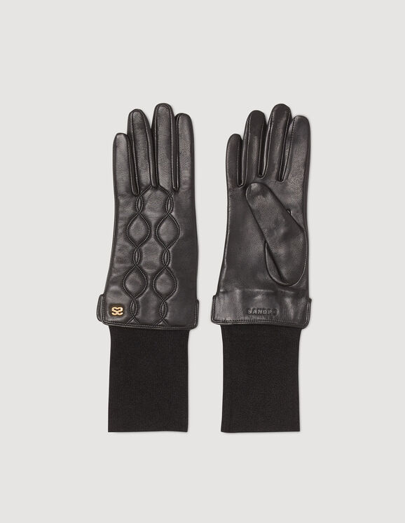 Leather gloves Black Femme