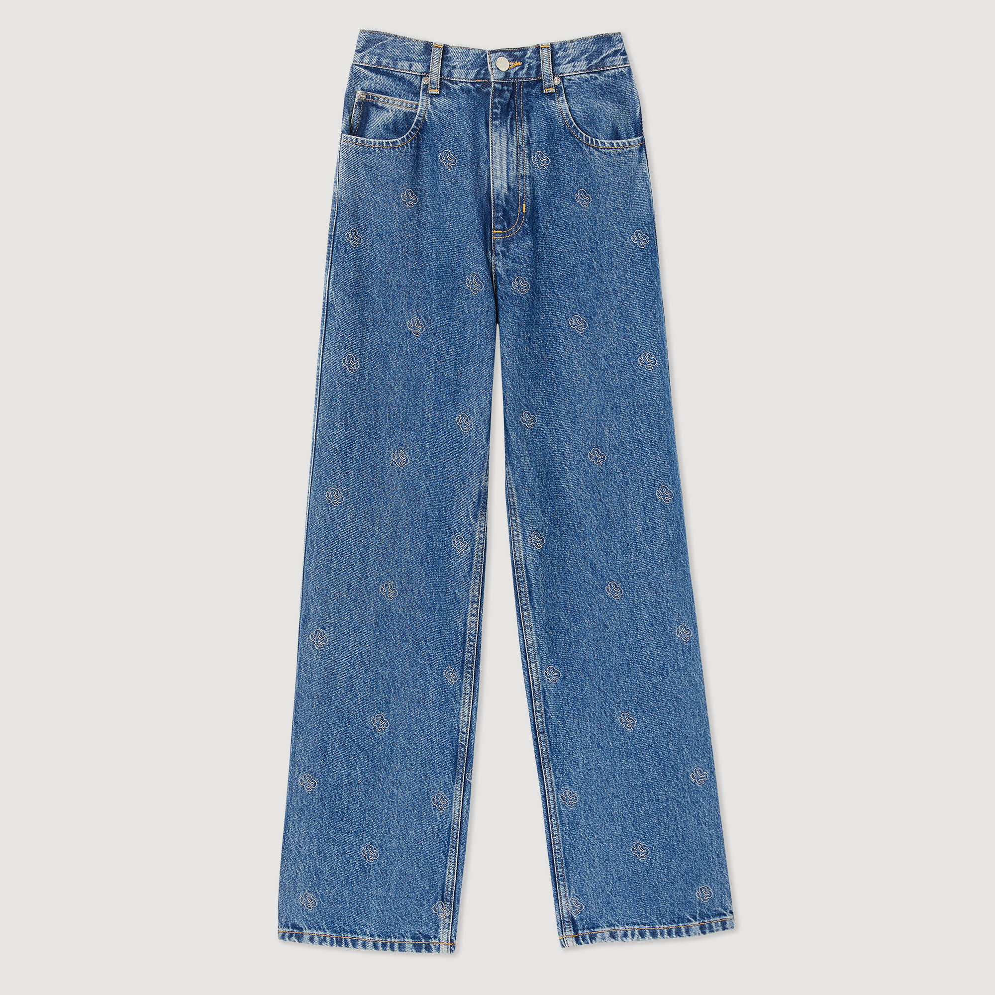 Straight jeans with double S embroidery
