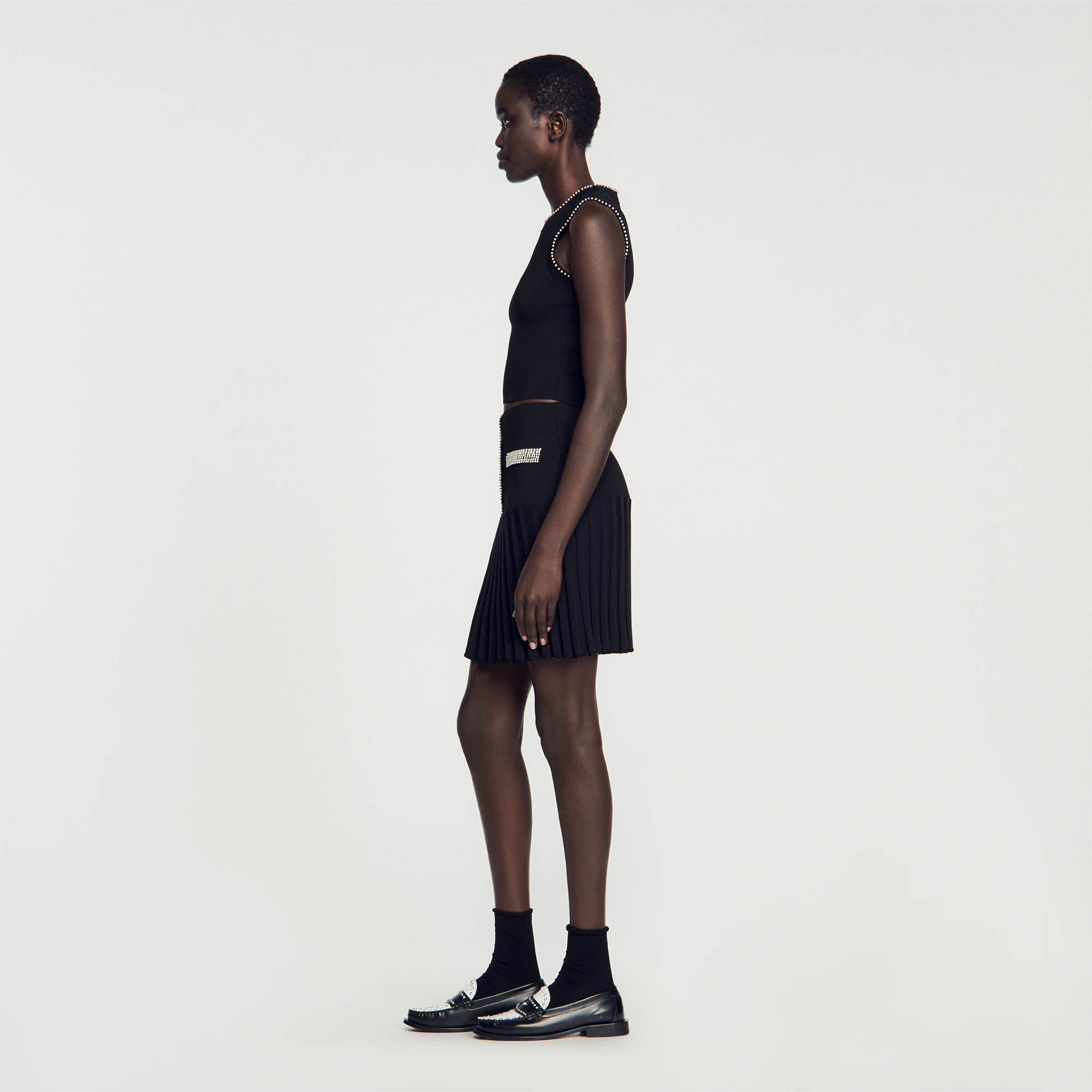 Short dress with pleated skirt bottom sandro sale