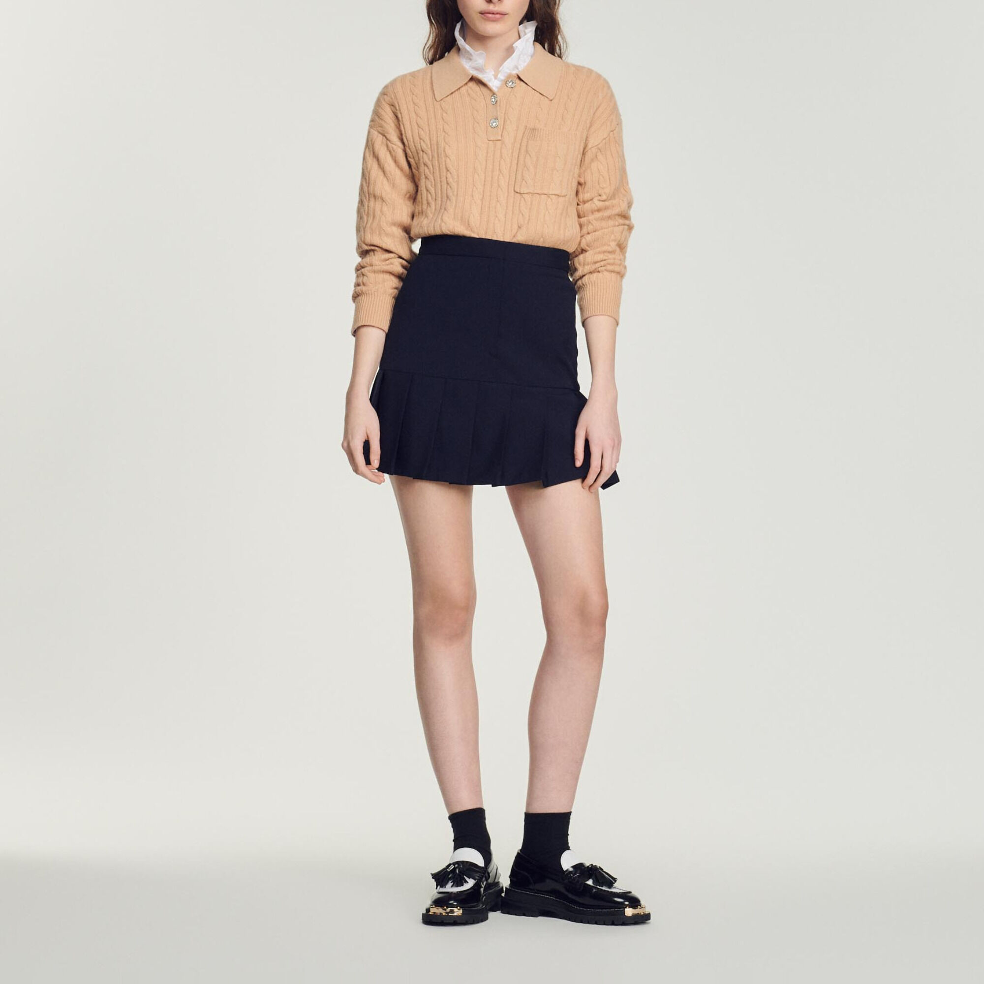 Short dress with hot sale pleated skirt bottom sandro
