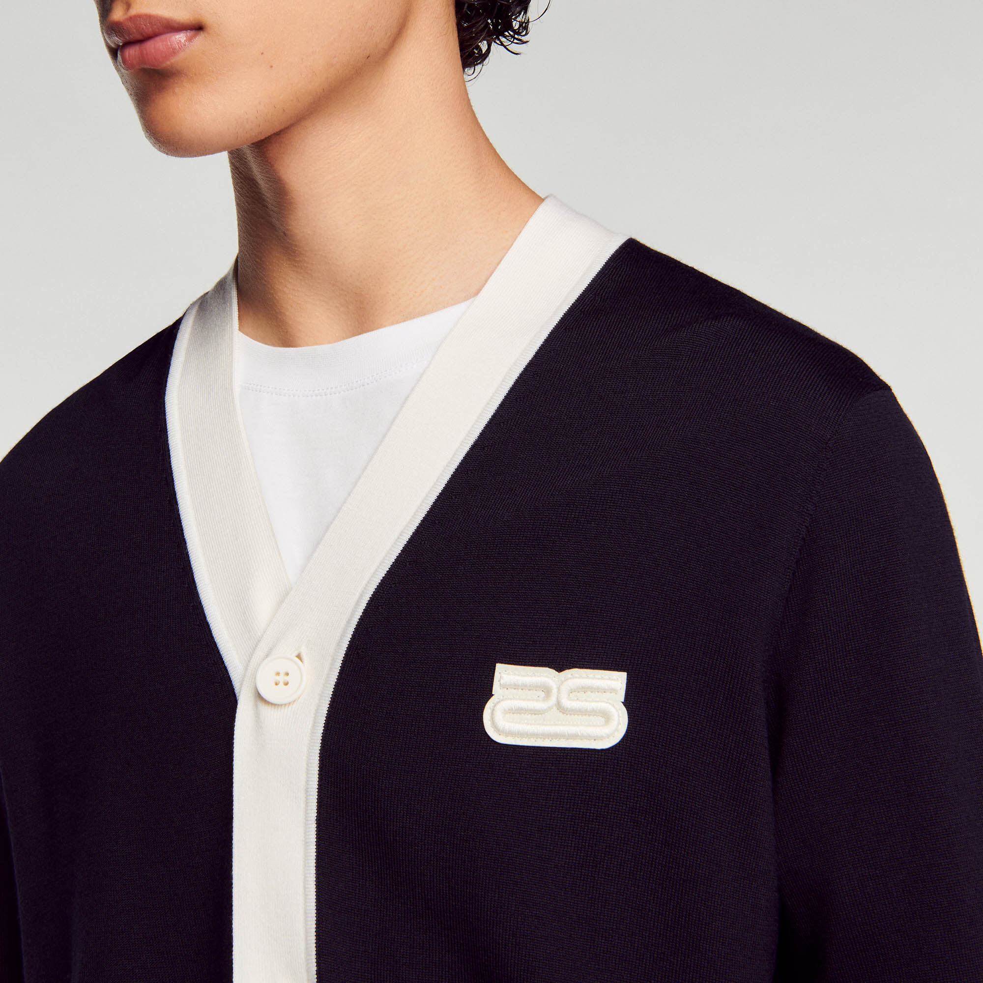 Sandro fine clearance knit collegiate cardigan