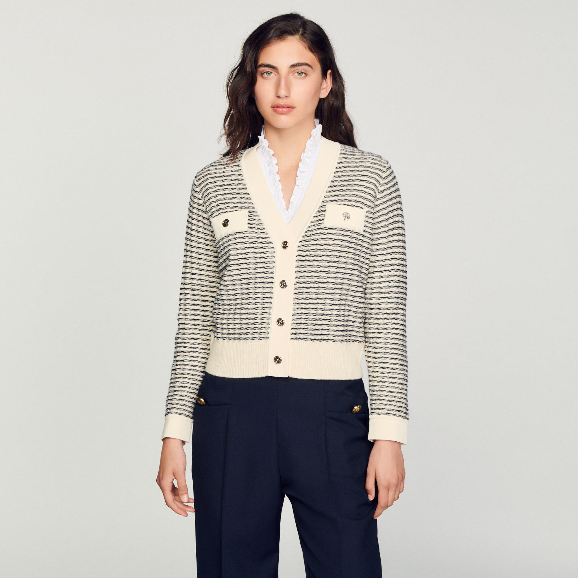 Sandro striped cardigan outlet