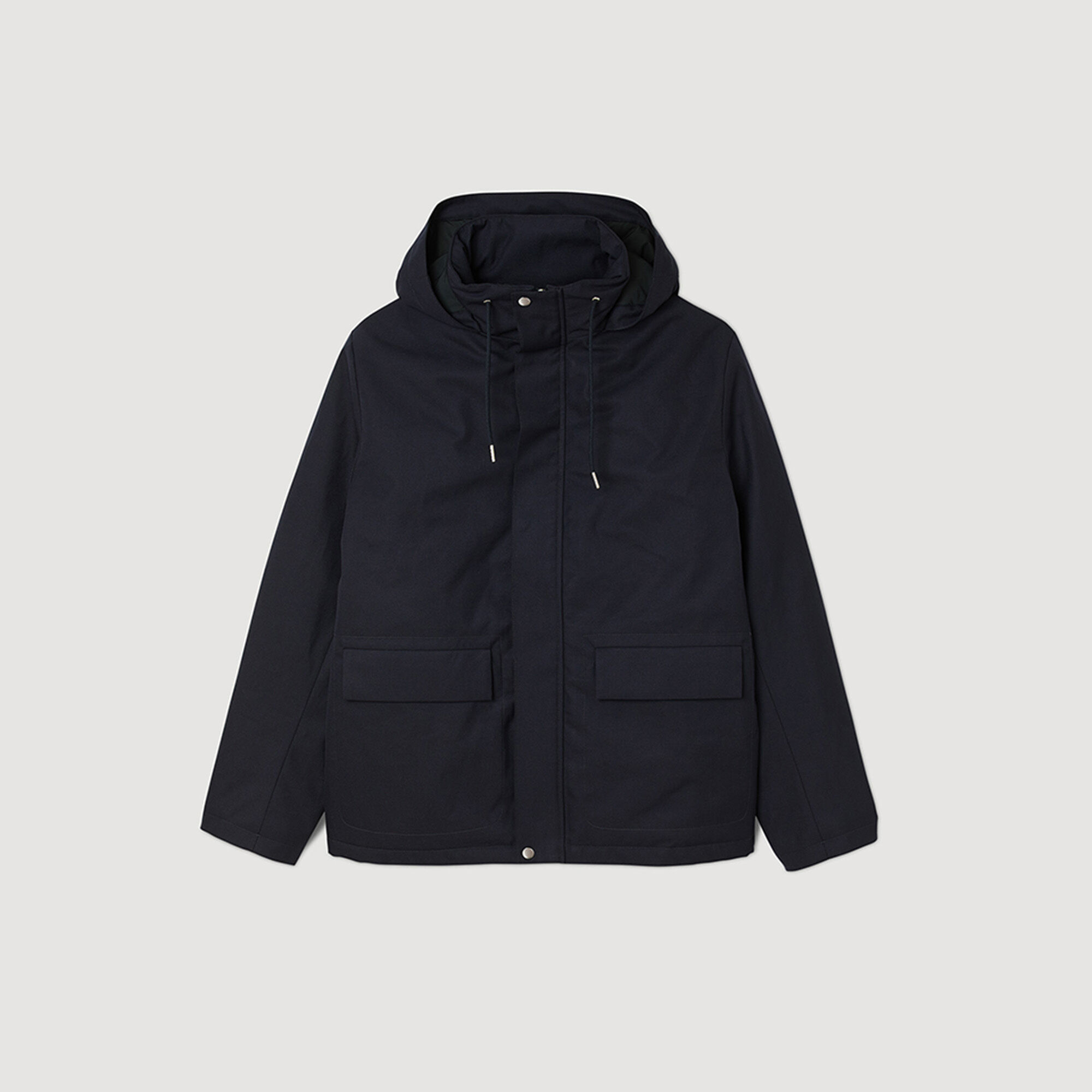 Technical hooded coat