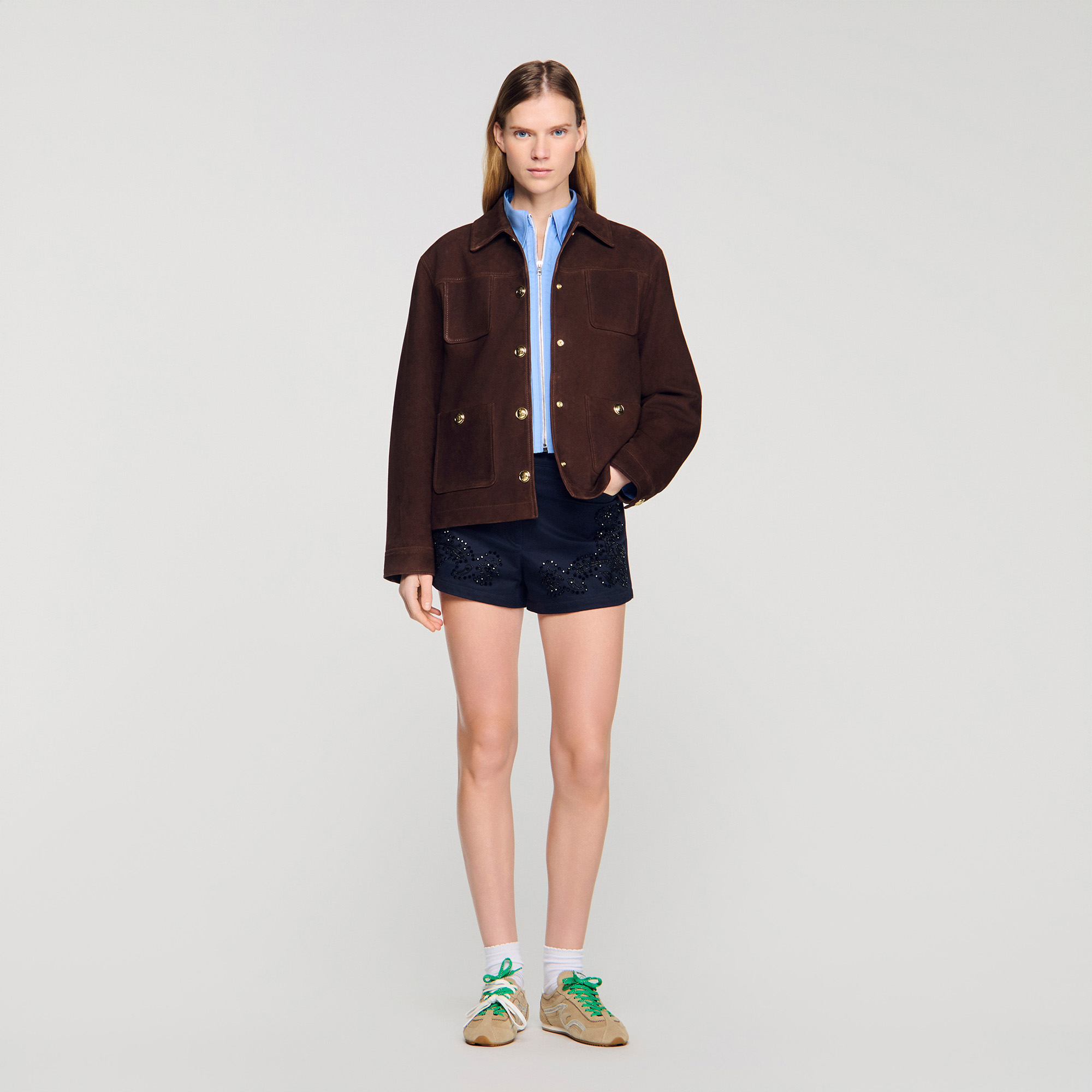 Suede jacket brown For Women | Sandro Paris