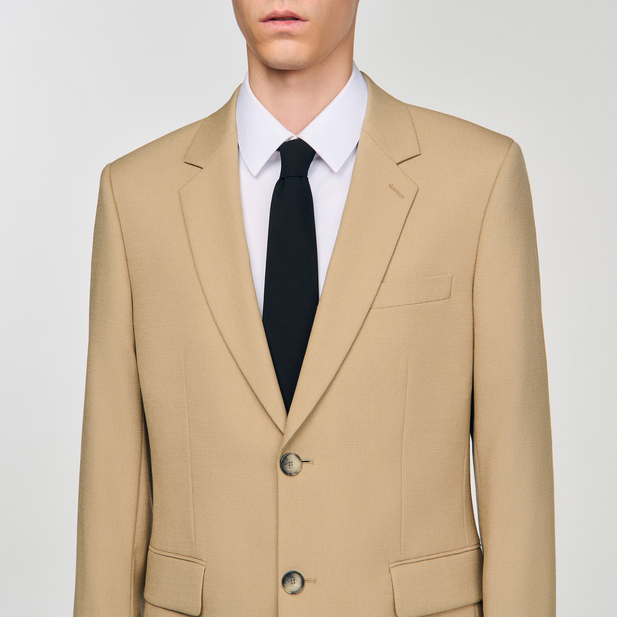 Sandro Parisサンドロ・パリ　ウールジャケットコート　ベージュ　36 Wool suit jacket white / beige for Men | Sandro Paris