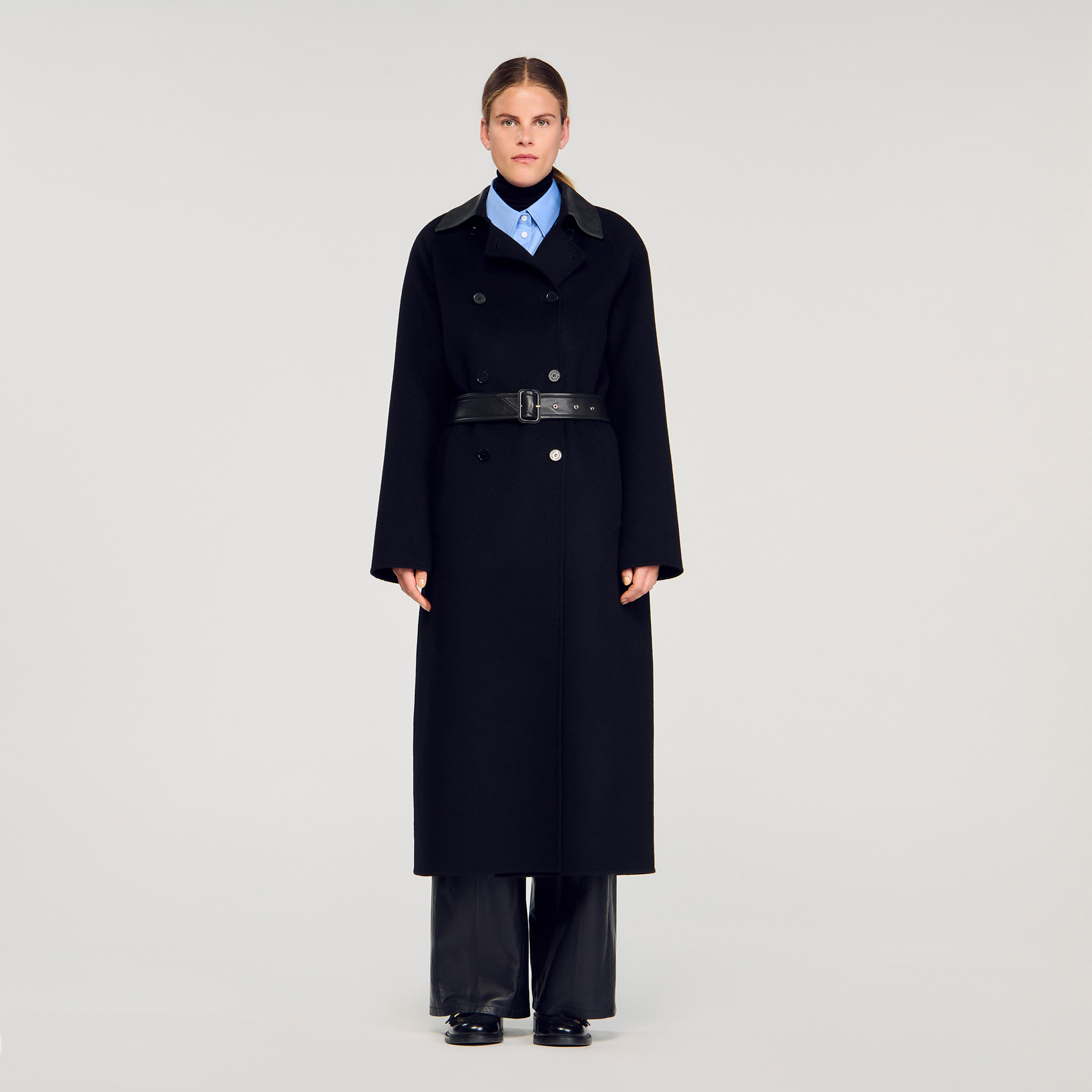 sandro paris  コート Trenchcoat mit Plissierungen blau für Damen | Sandro Paris