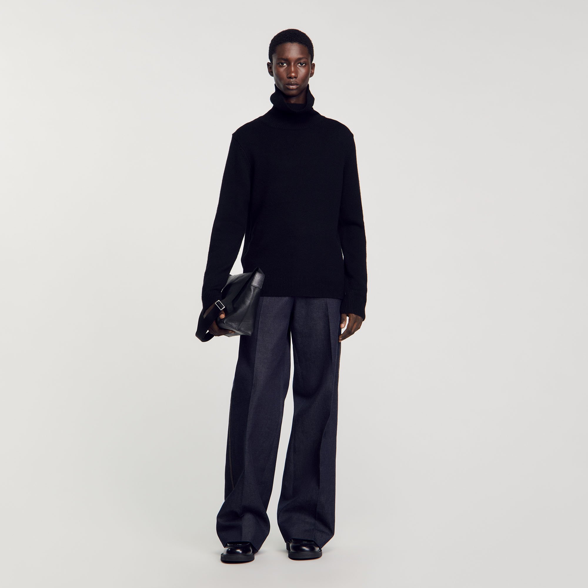 Wool and cashmere turtleneck jumper black / gray for Men