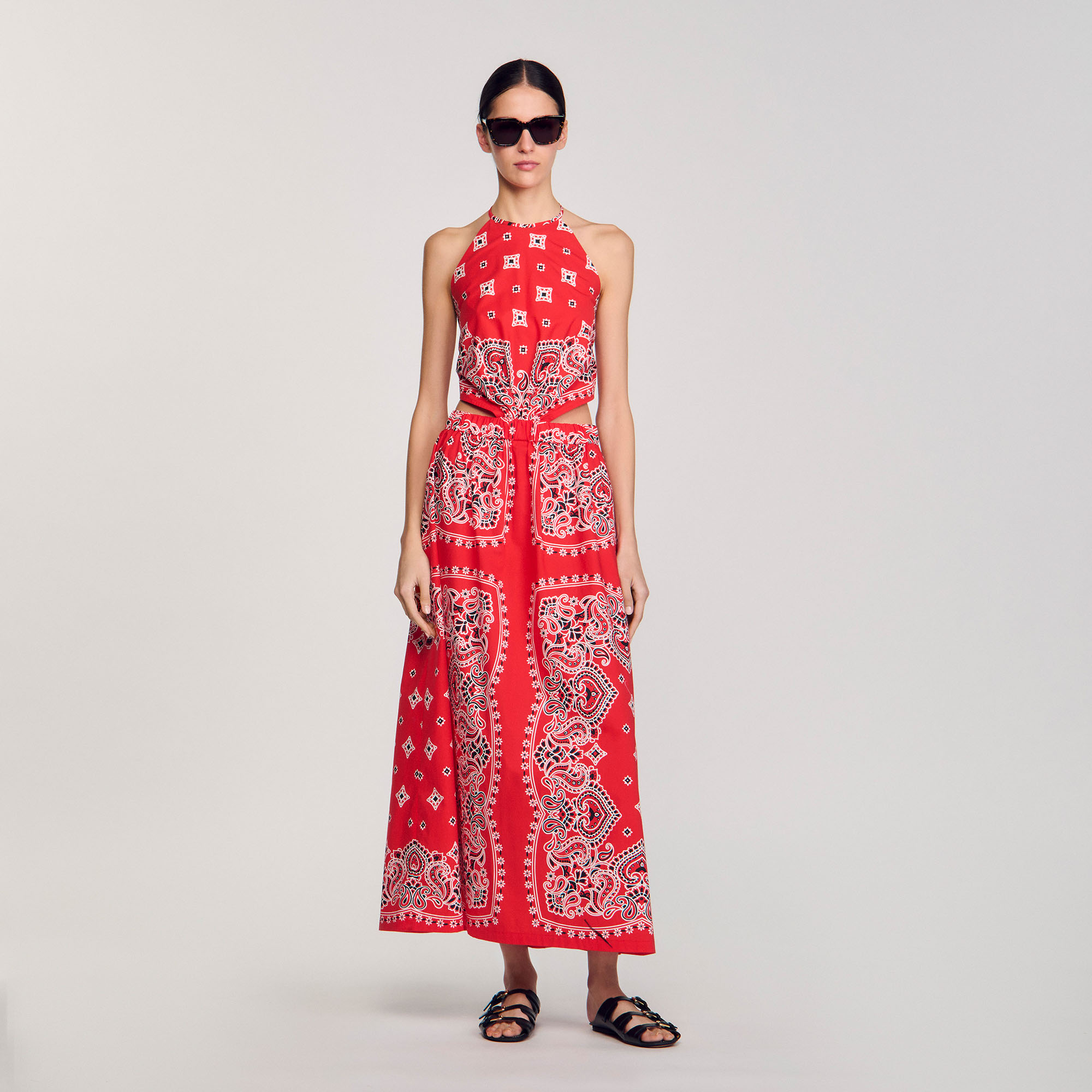 ワンピース RED VALENTINO BANDANA PRINT COTTON DRESS Red Valentino Bandana-print Cotton Halterneck Dress In Blue