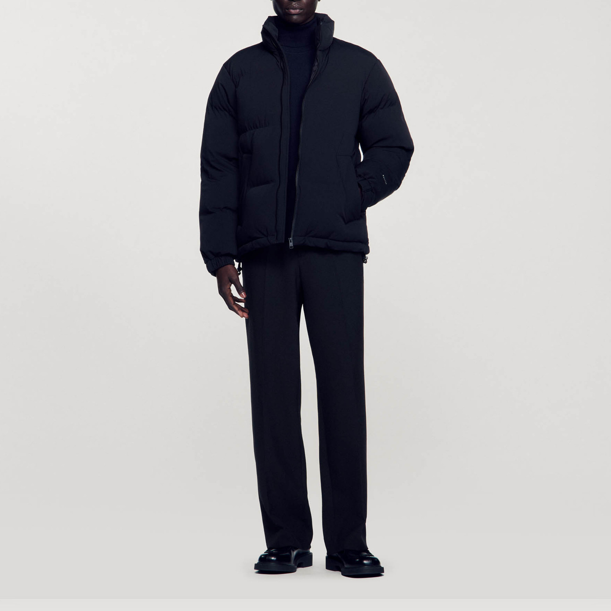 Oversized puffer jacket black / gray for Men | Sandro Paris