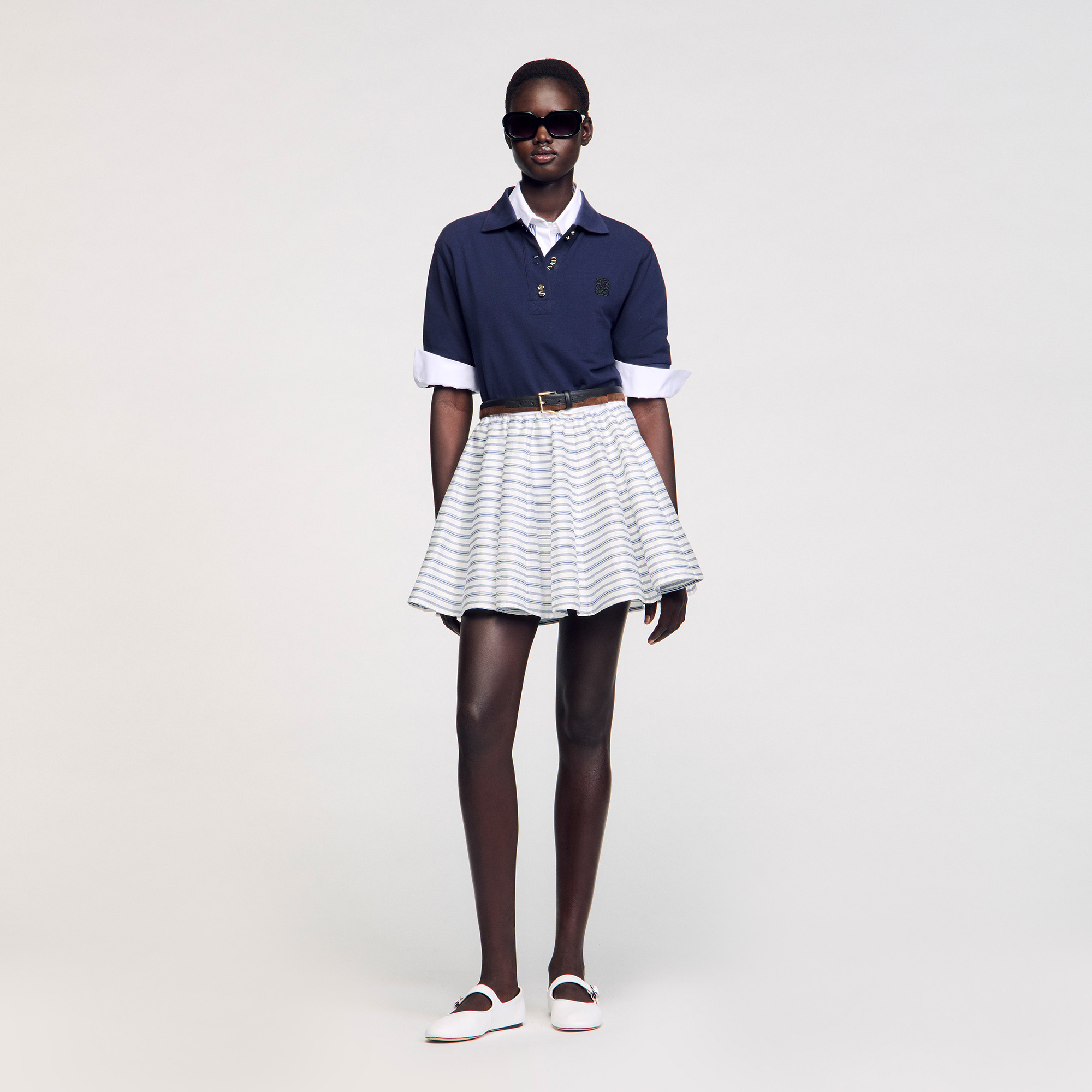 【海外限定】Sandroスカート☆Drawstring-Waist Pleated Checked Sandro_SFPJU01457-D251_F_1.jpg