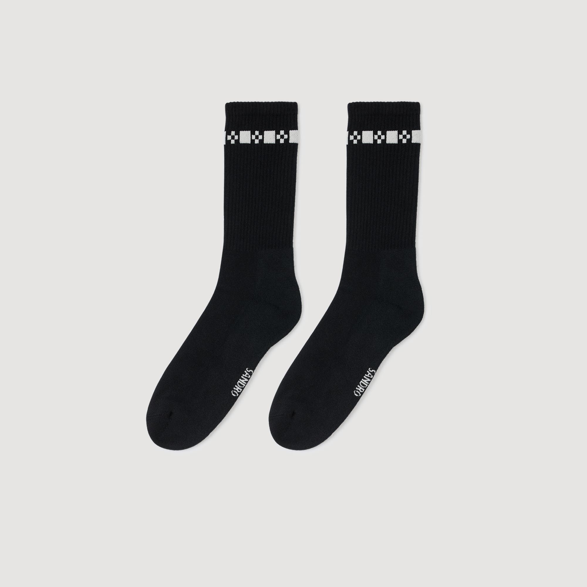 Embroidered socks black / gray for Men | Sandro Paris