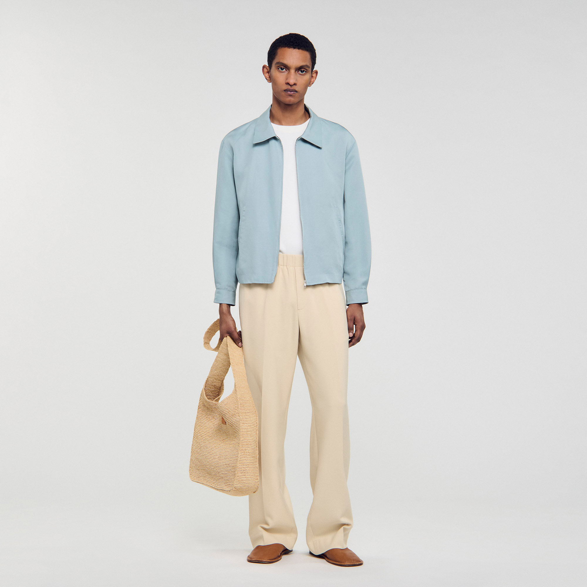 Zip-up jacket blue for Men | Sandro Paris