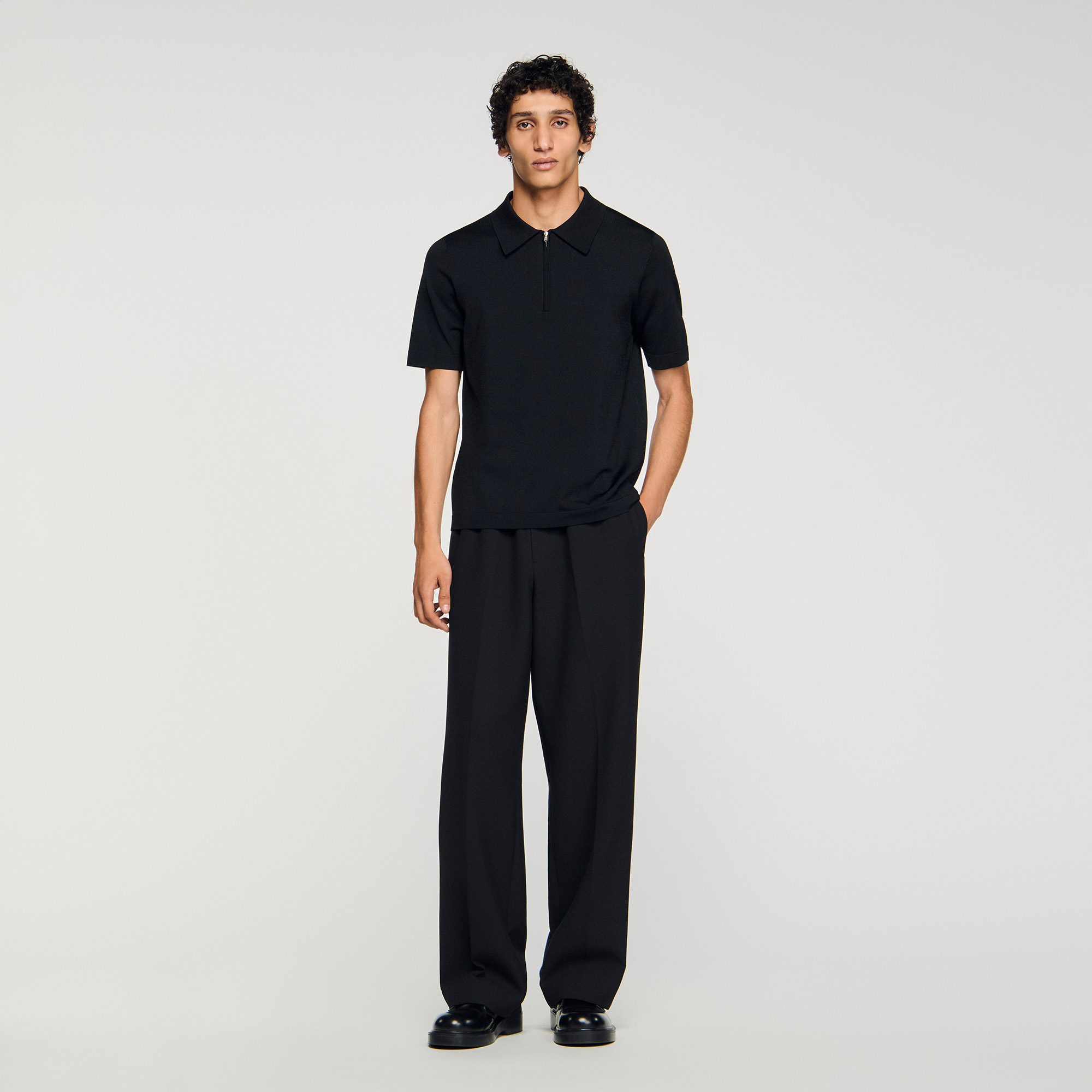 トップス OLDJOE&CO Linen Black Knit polo Sandro_SHPTR00344-20_H_1.jpg