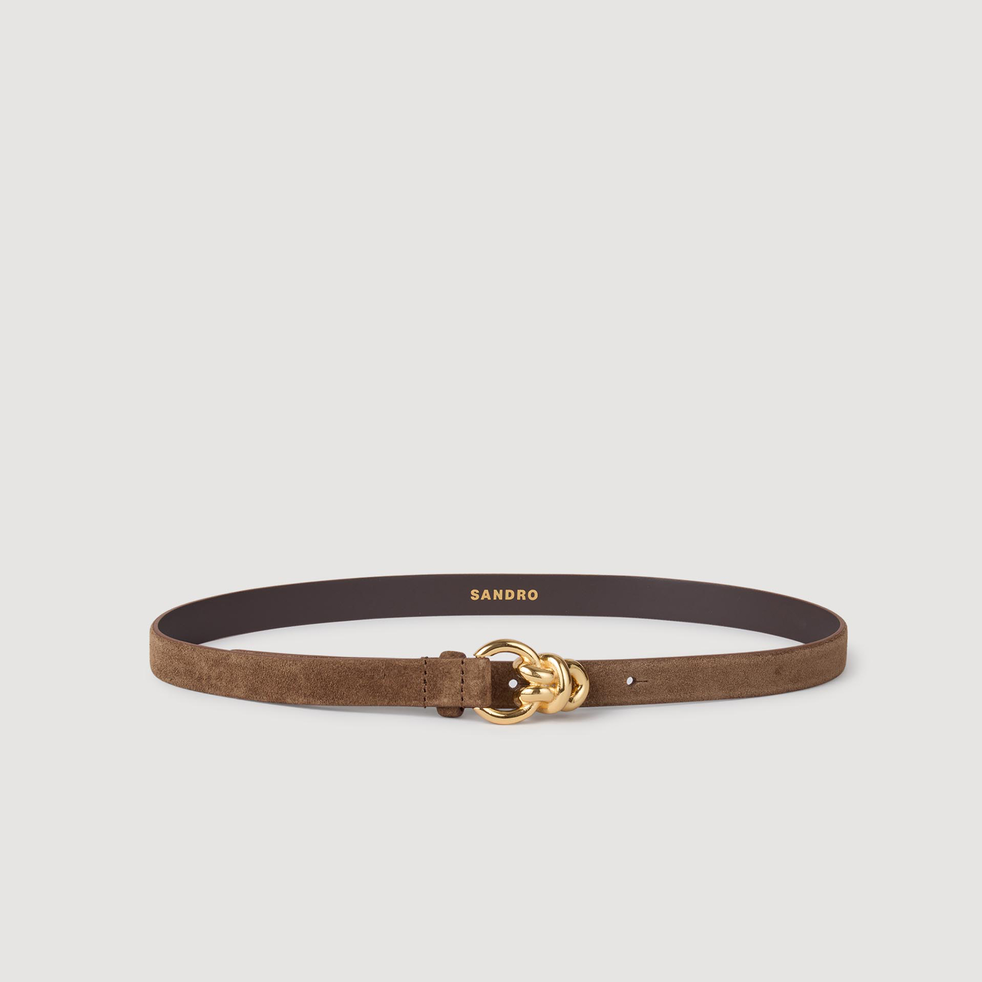 Paris Suede Leather Belt 46” Top Grain Cowhide Tan Minimalist Gold Buckle Beige Suede Belt With Gold Buckle - Mens Suede Belt Womens  main image 2