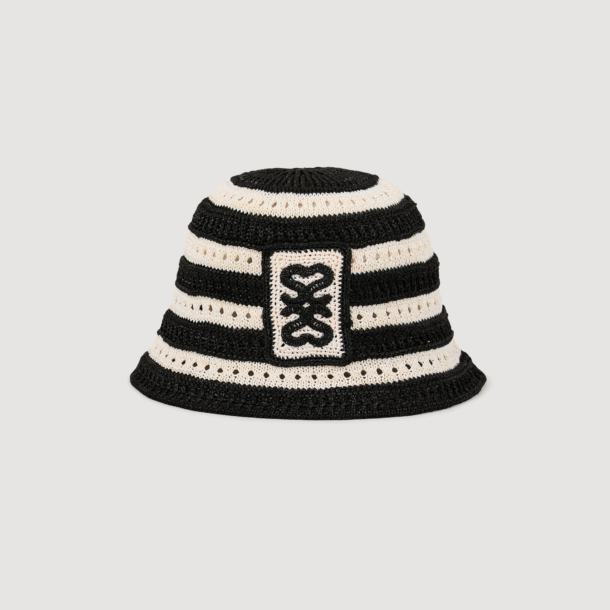 Striped crochet bucket hat white / beige For Women | Sandro