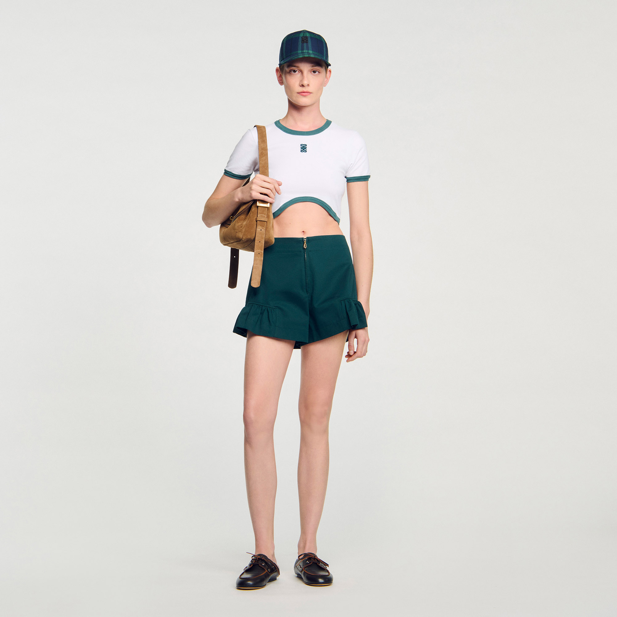 極美品 SANDRO サンドロ ハイウエスト ハーフパンツ ベージュ 36 SANDRO オープンニット ショートパンツ | ブラウン | FARFETCH JP
