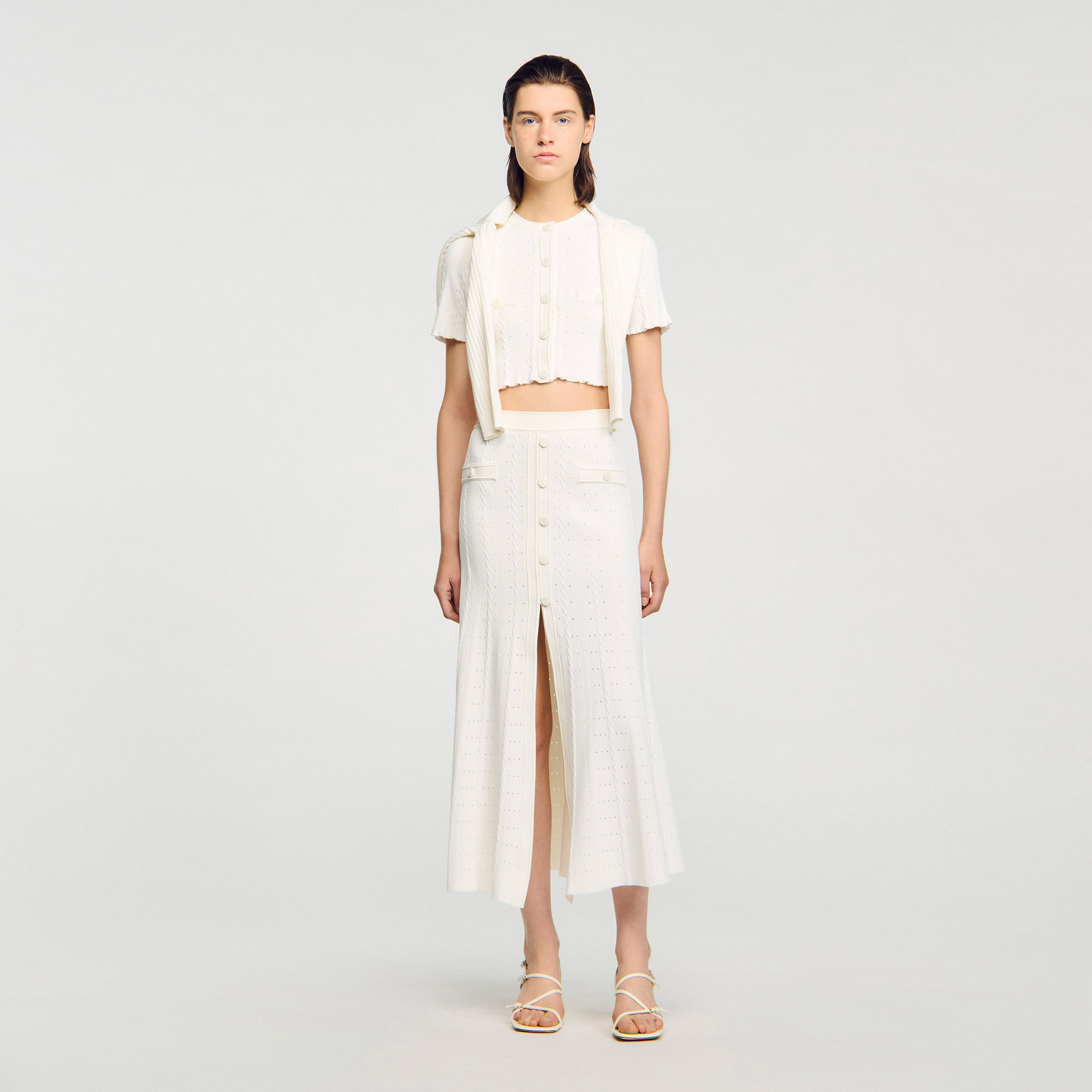 Capri Knit Skirt - Blanc Petals main image 1