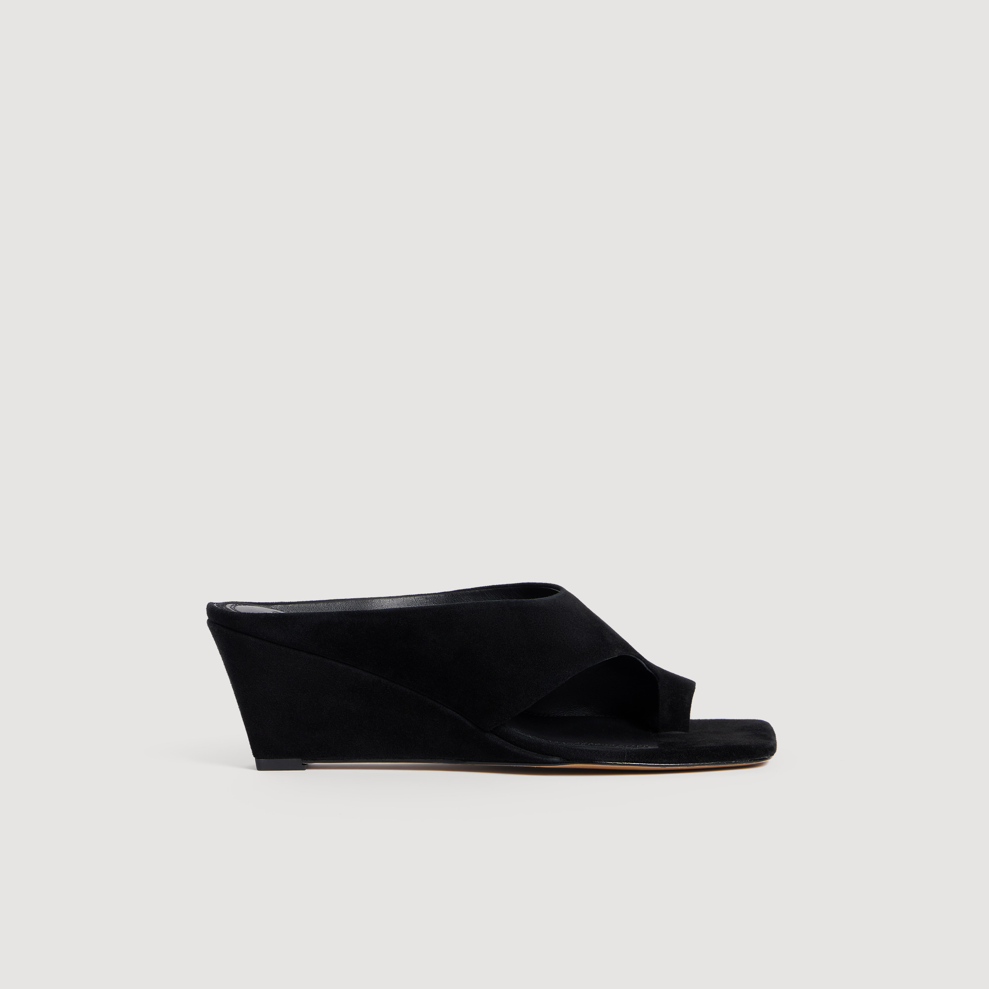 Suede wedge sandals black / gray For Women | Sandro Paris