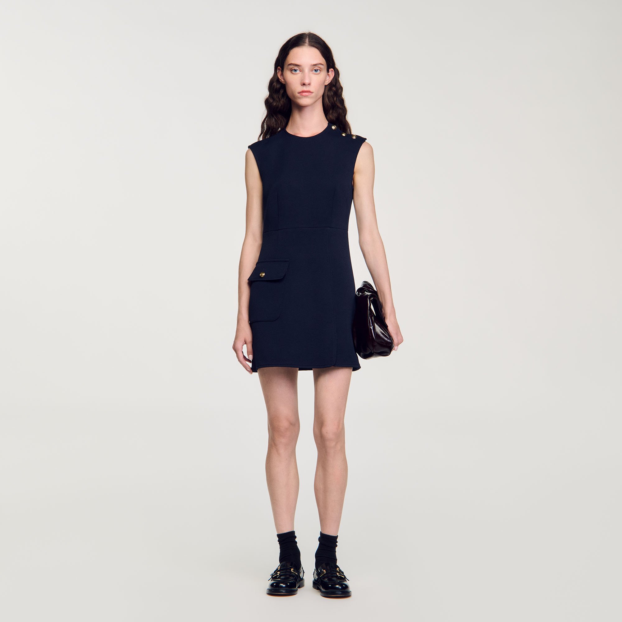 アウトレット福袋 Short dress with buttons blue For Women | Sandro Paris ワンピース